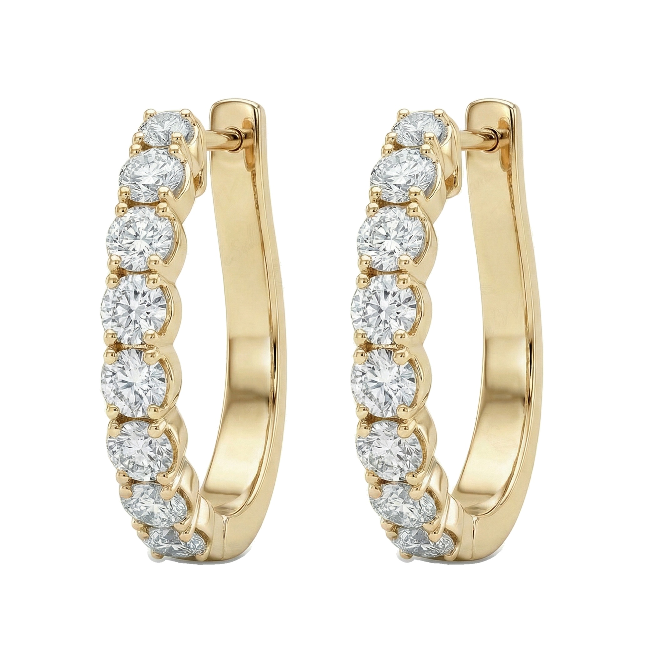 1.15 ct EF VS Lab Grown DIamond Huggies Earrings in 14k Yellow Gold
