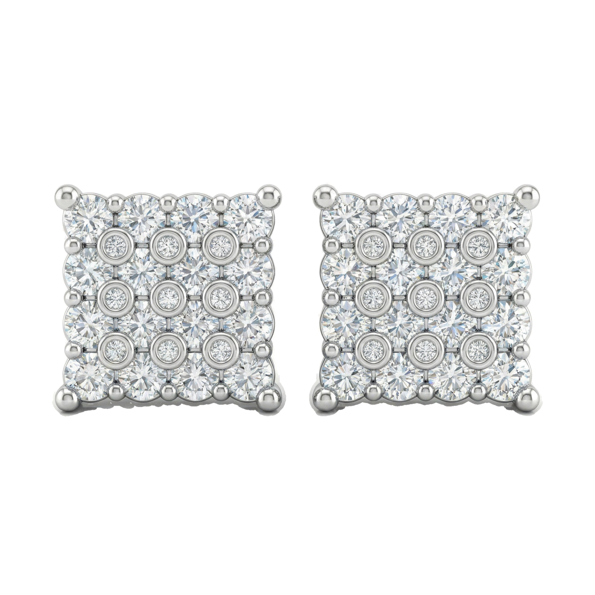 2.05 ct EF VS Lab Grown DIamond Square Earrings in 10k White Gold