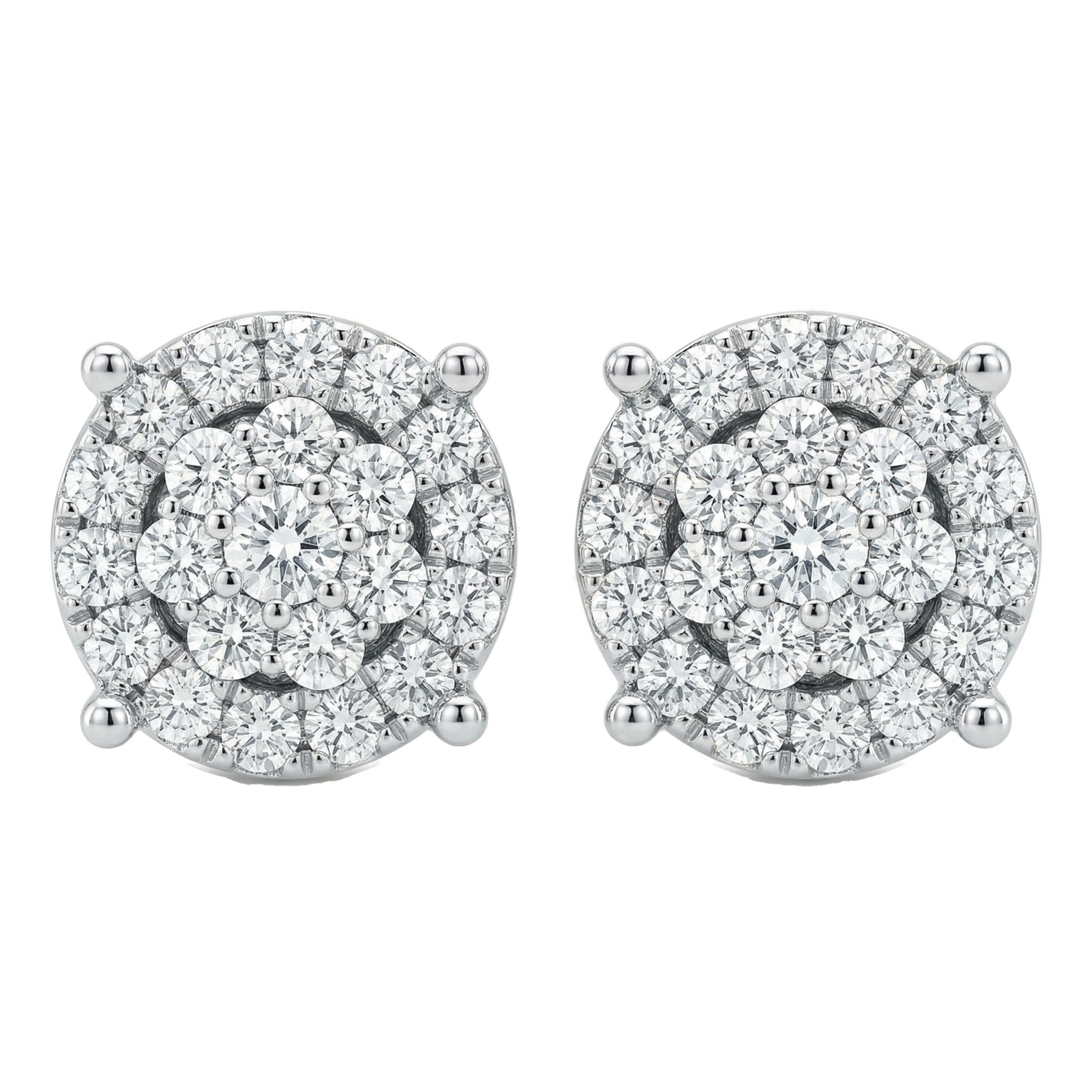 2.15 ct EF VS Lab Grown DIamond Cluster Earrings in 14k White Gold