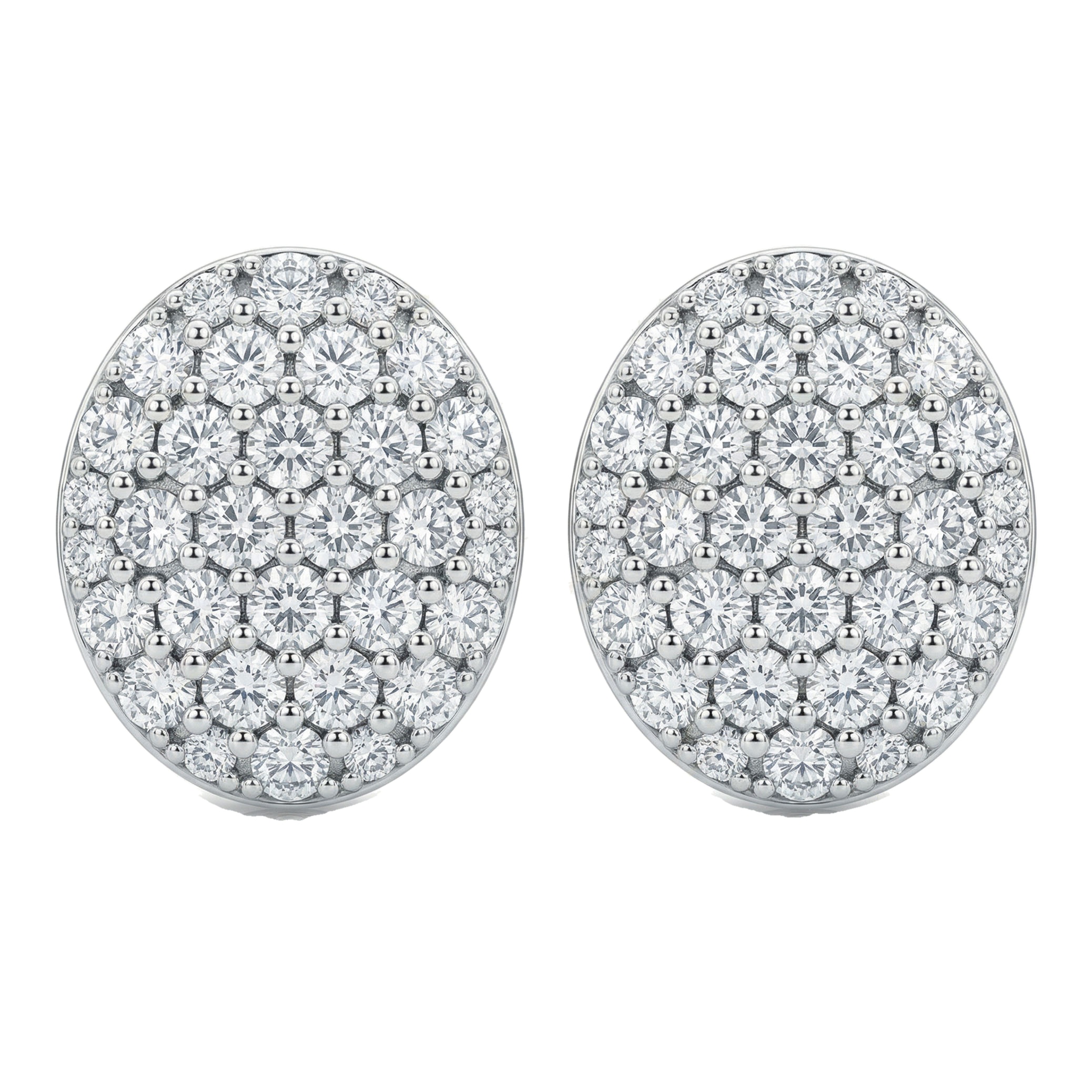1.65 ct EF VS Lab Grown DIamond Cluster Earrings in 10k White Gold