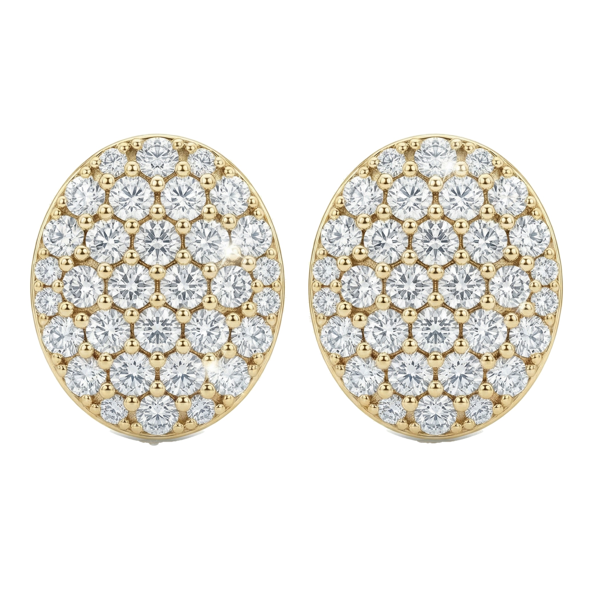1.65 ct EF VS Lab Grown DIamond Cluster Earrings in 10k Yellow Gold