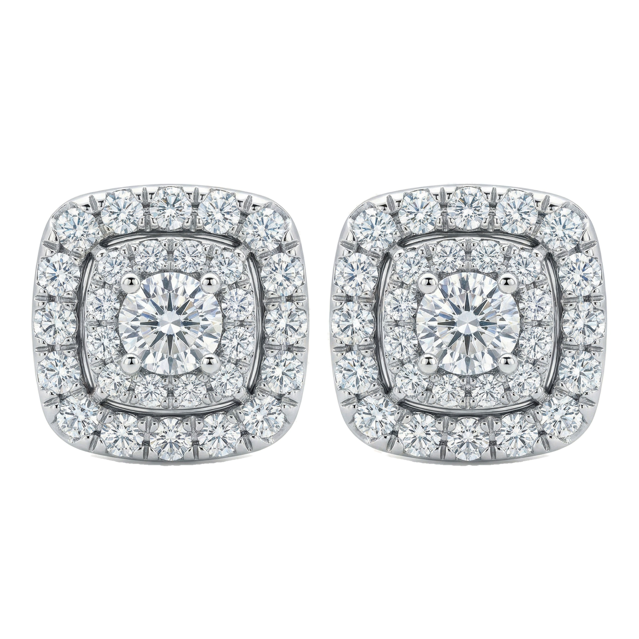 0.85 ct EF VS Lab Grown DIamond Halo Earrings in 10k White Gold