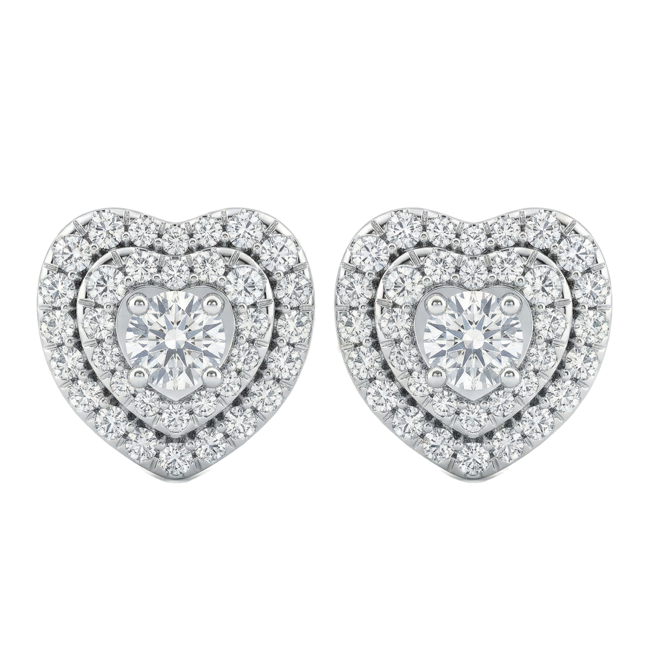 1.25 ct EF VS Lab Grown DIamond Halo Earrings in 10k White Gold