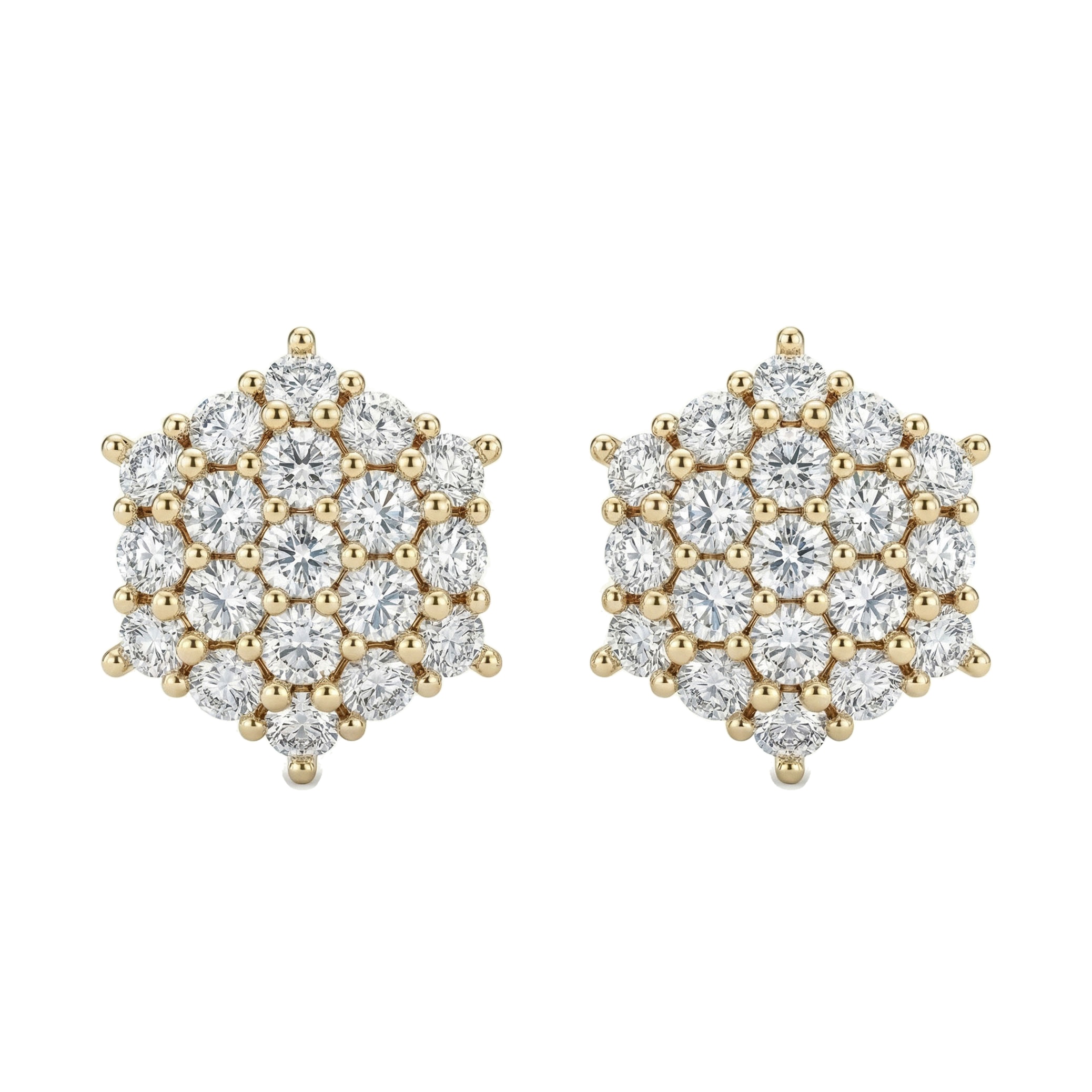 0.80 ct EF VS Lab Grown DIamond Cluster Earrings in 14k Yellow Gold
