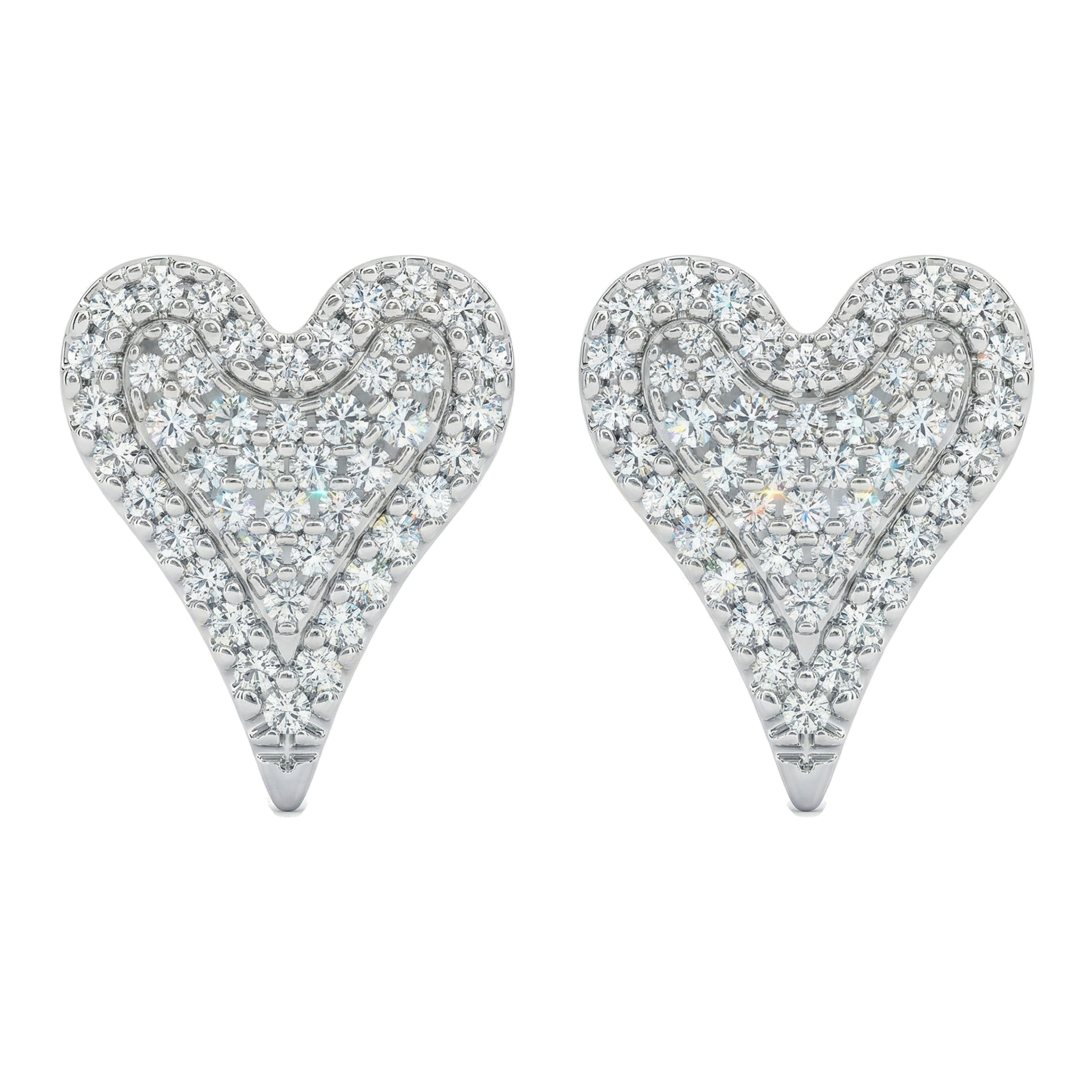 1.05 ct EF VS Lab Grown DIamond Heart Earrings in 10k White Gold