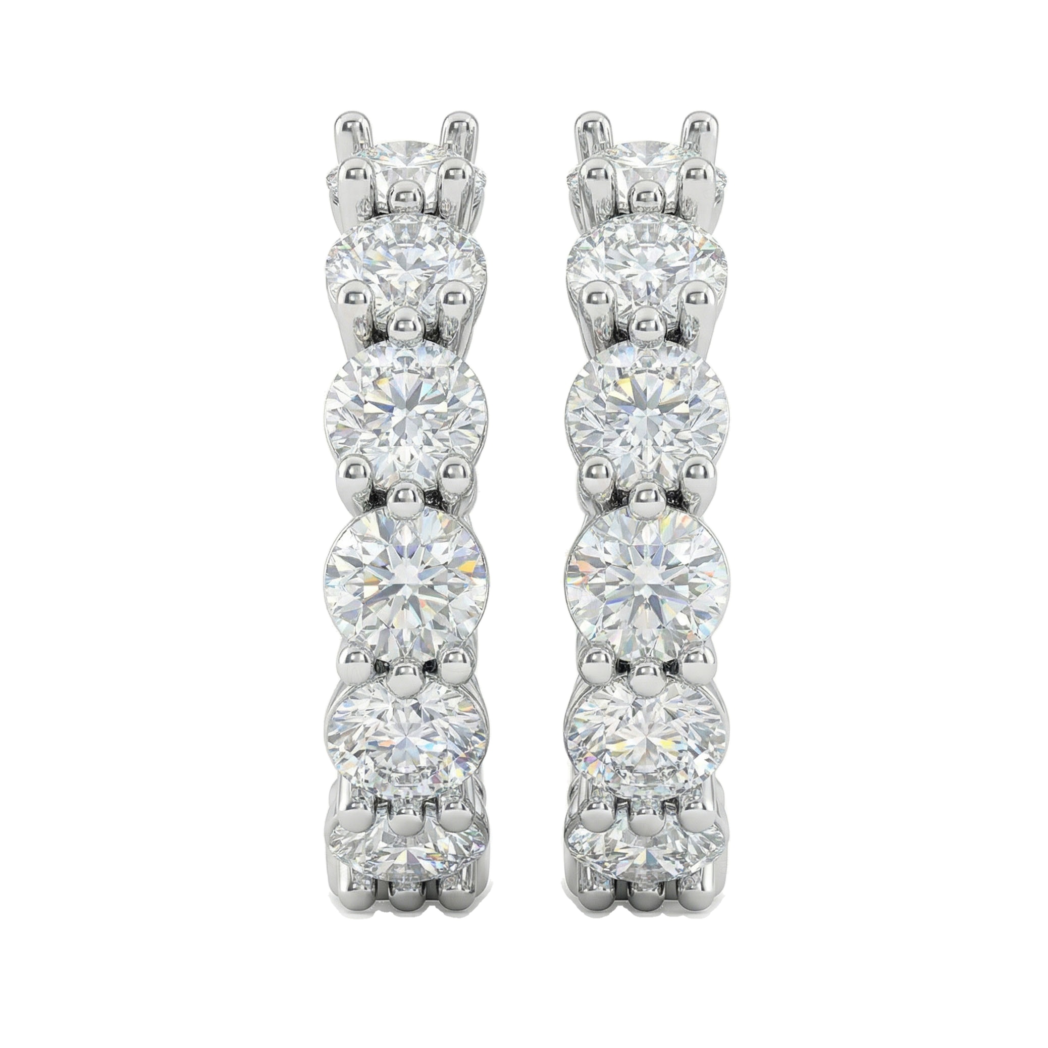 4.80 ct EF VS Lab Grown DIamond Huggies Earrings in 10k White Gold