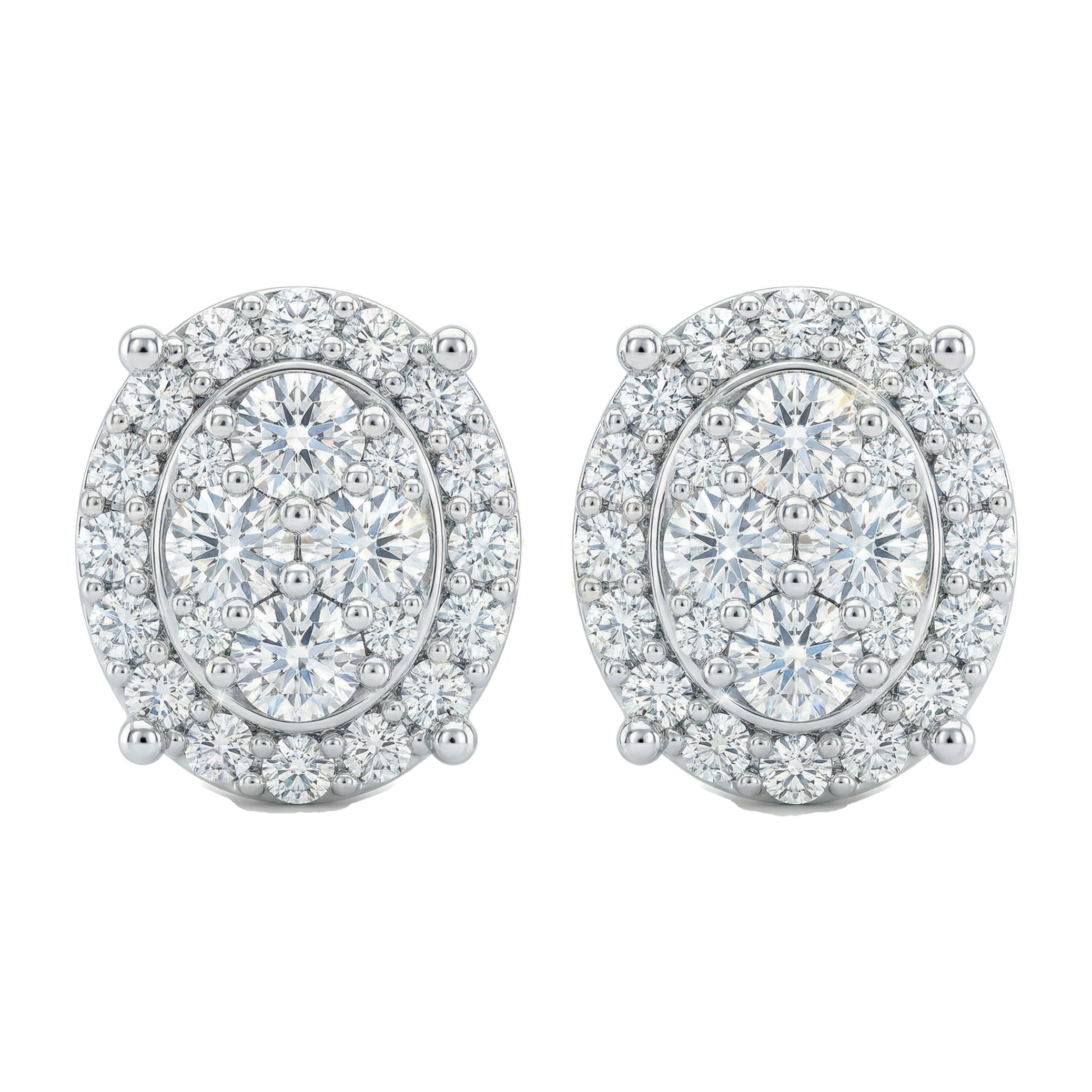 0.60 ct EF VS Lab Grown DIamond Cluster Earrings in 14k White Gold