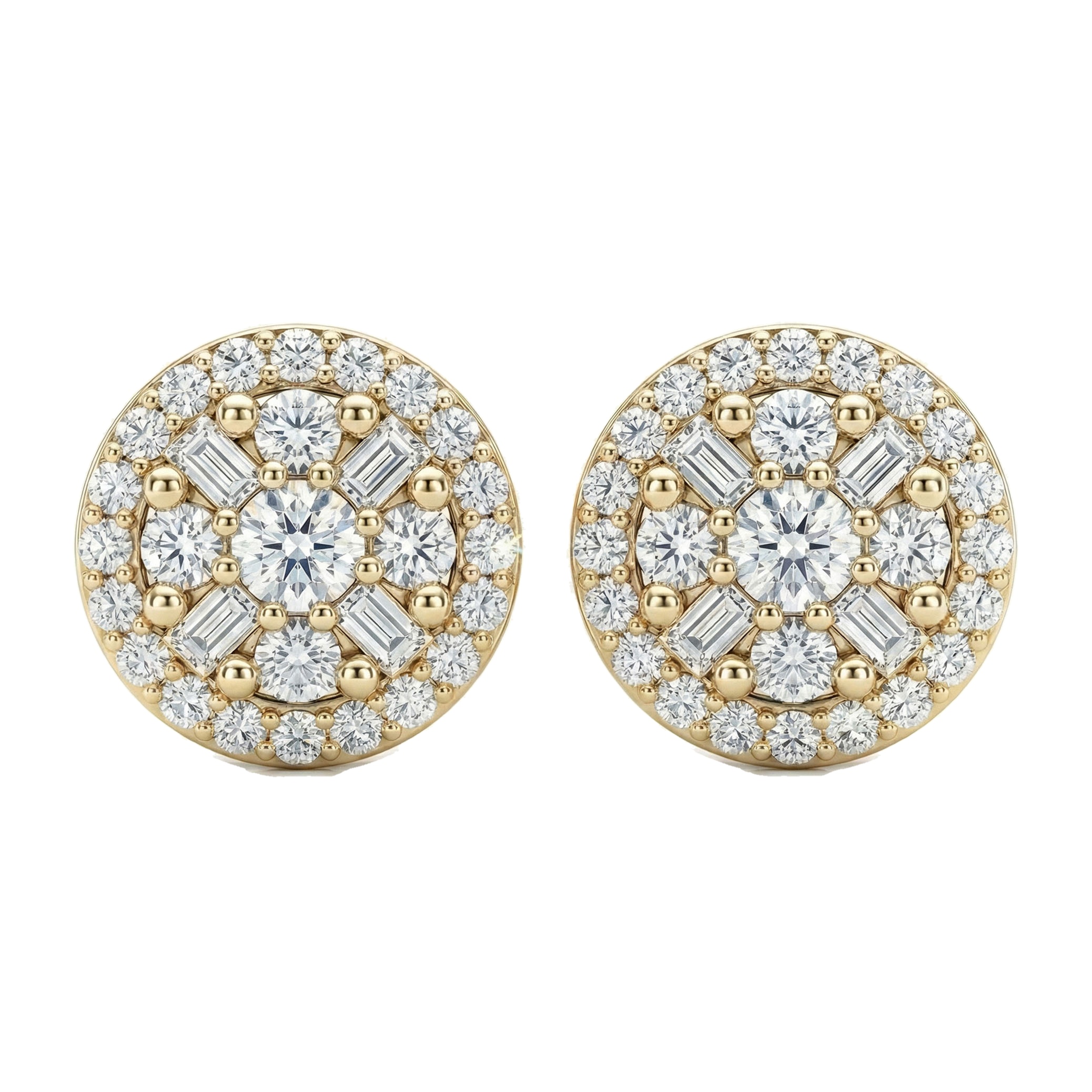 0.45 ct EF VS Lab Grown DIamond Halo Earrings in 14k Yellow Gold