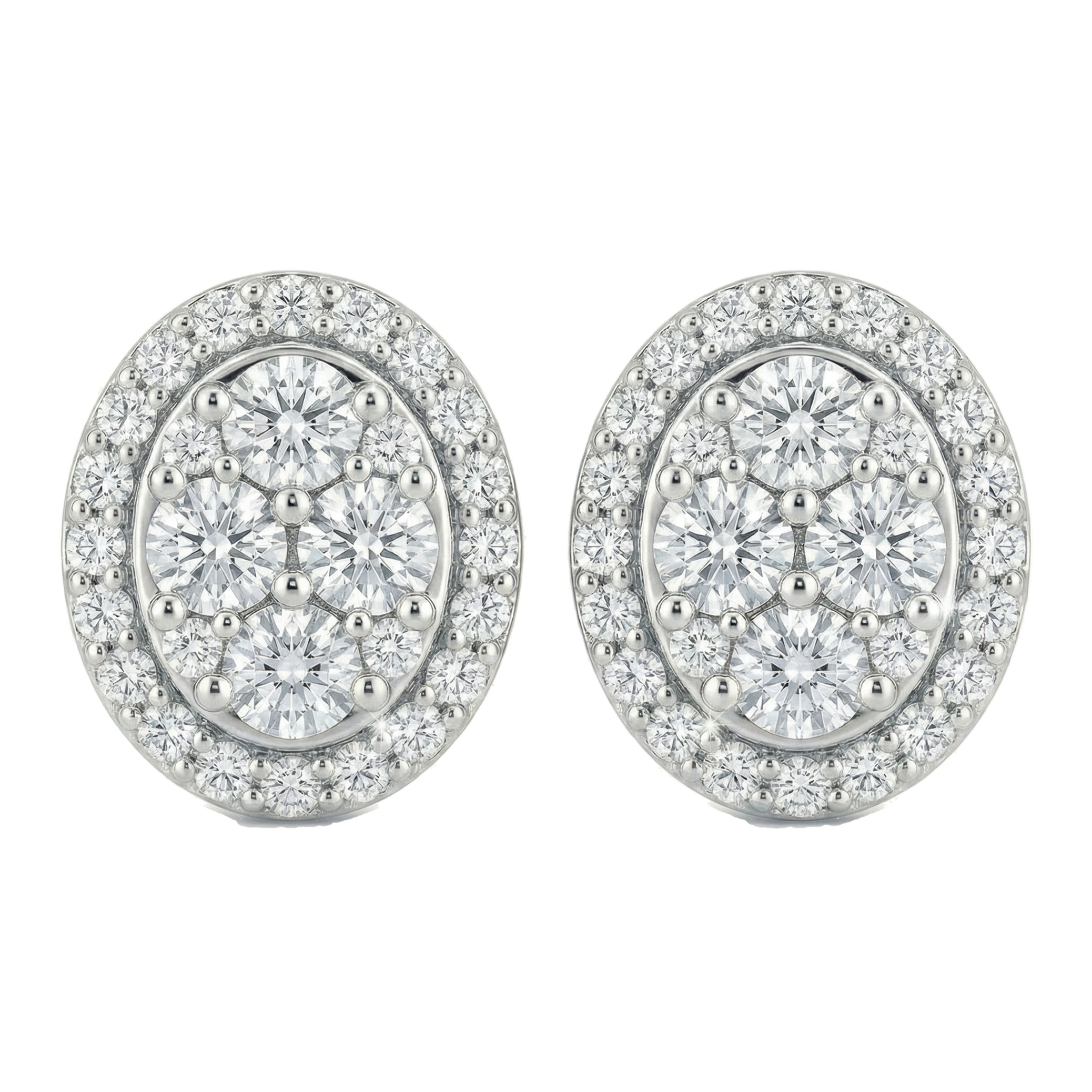0.85 ct EF VS Lab Grown DIamond Cluster Earrings in 10k White Gold
