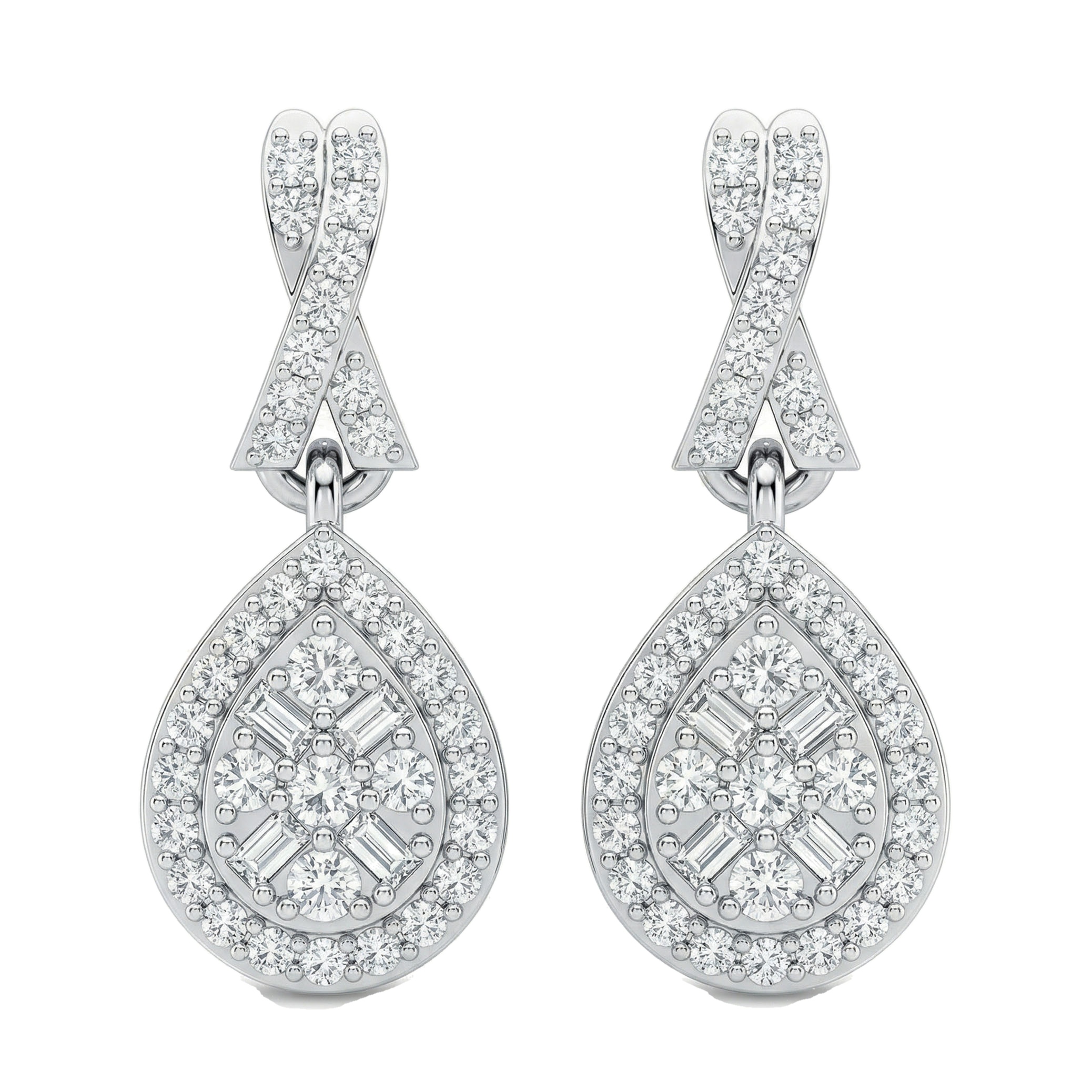 0.45 ct EF VS Lab Grown DIamond Cluster Earrings in 14k White Gold