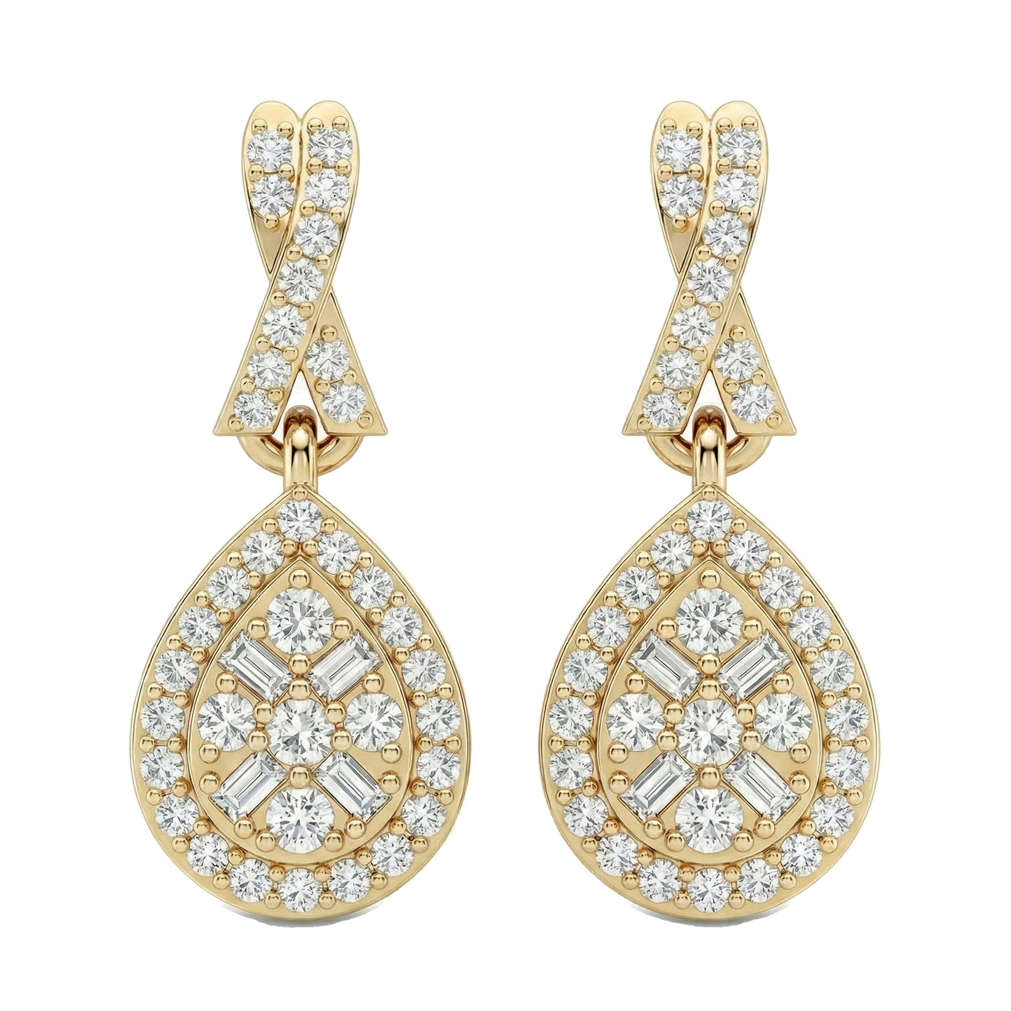 0.45 ct EF VS Lab Grown DIamond Cluster Earrings in 14k Yellow Gold