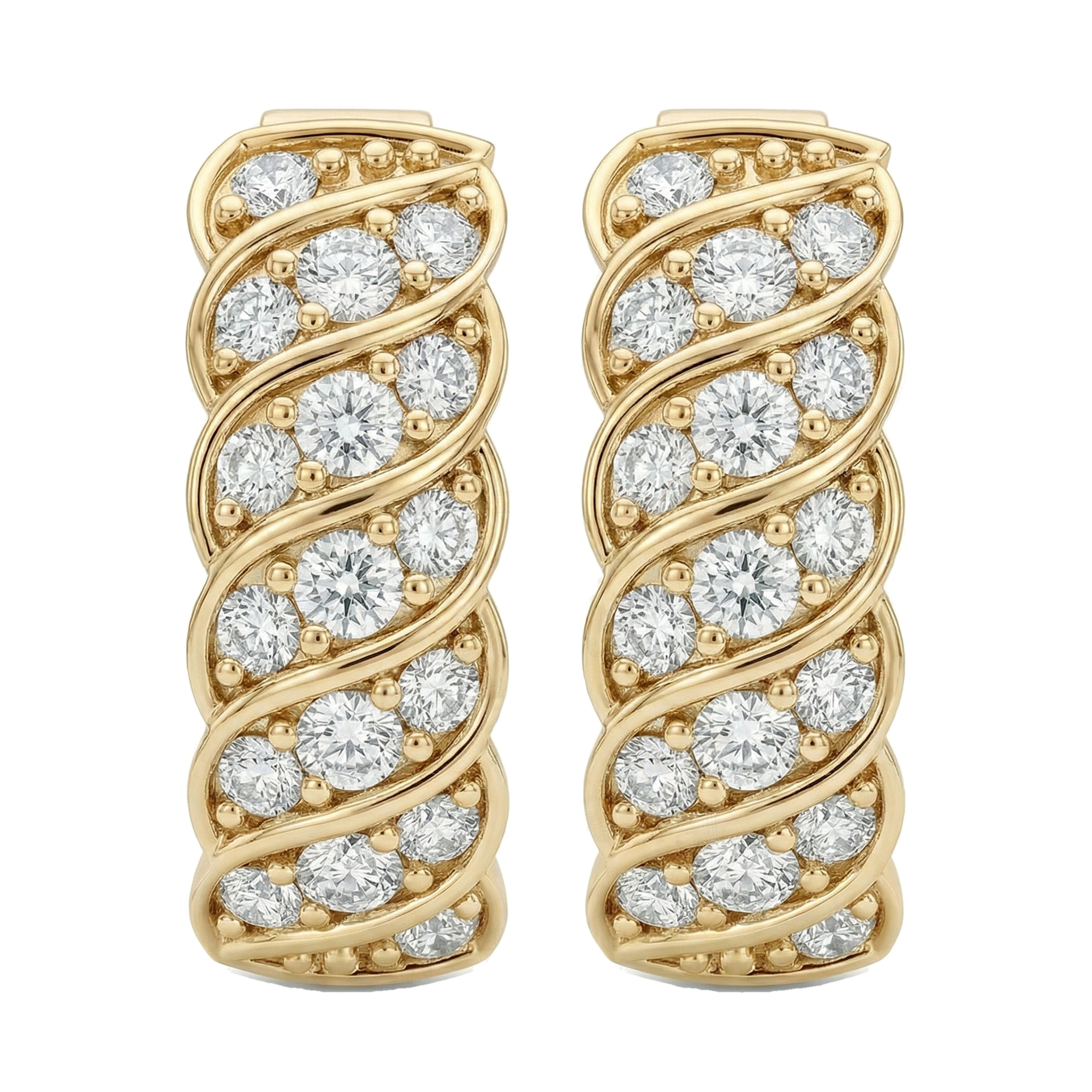1.95 ct EF VS Lab Grown DIamond Huggies Earrings in 10k Yellow Gold