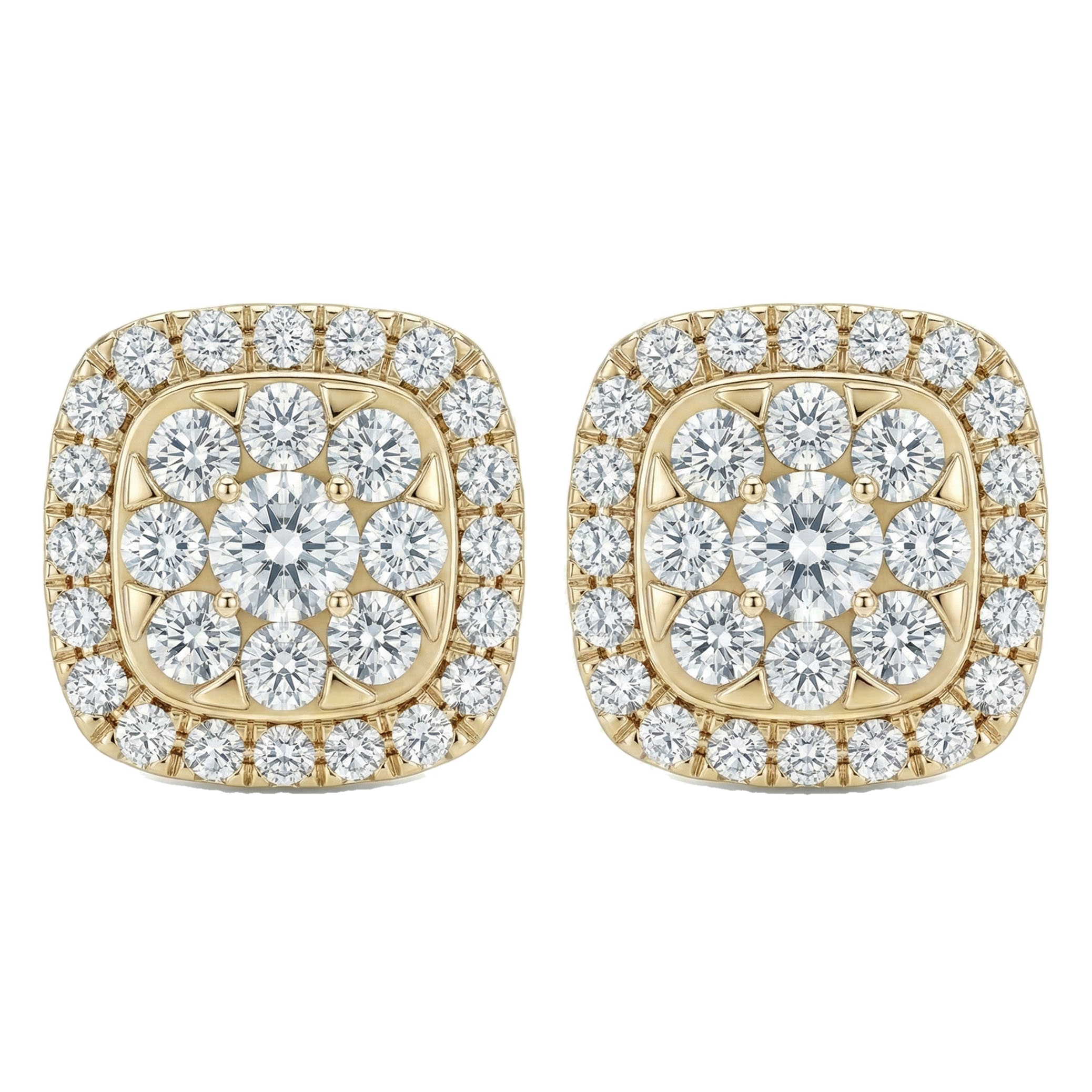 0.45 ct EF VS Lab Grown DIamond Cluster Earrings in 10k Yellow Gold