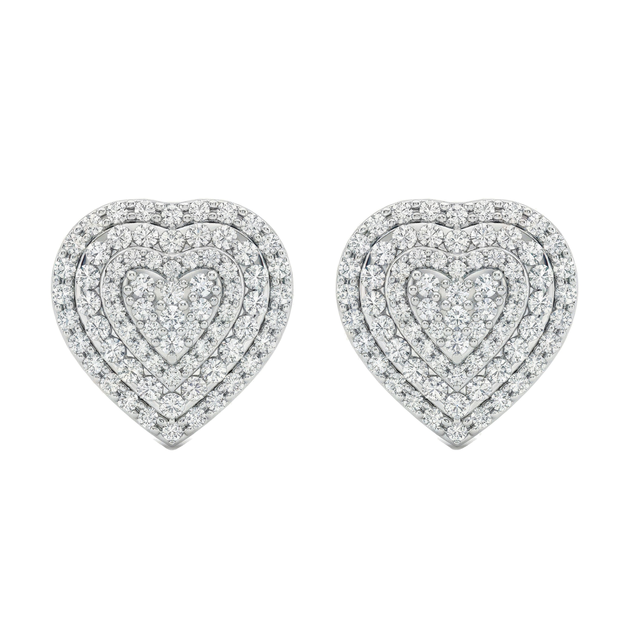 1.20 ct EF VS Lab Grown DIamond Halo Earrings in 10k White Gold