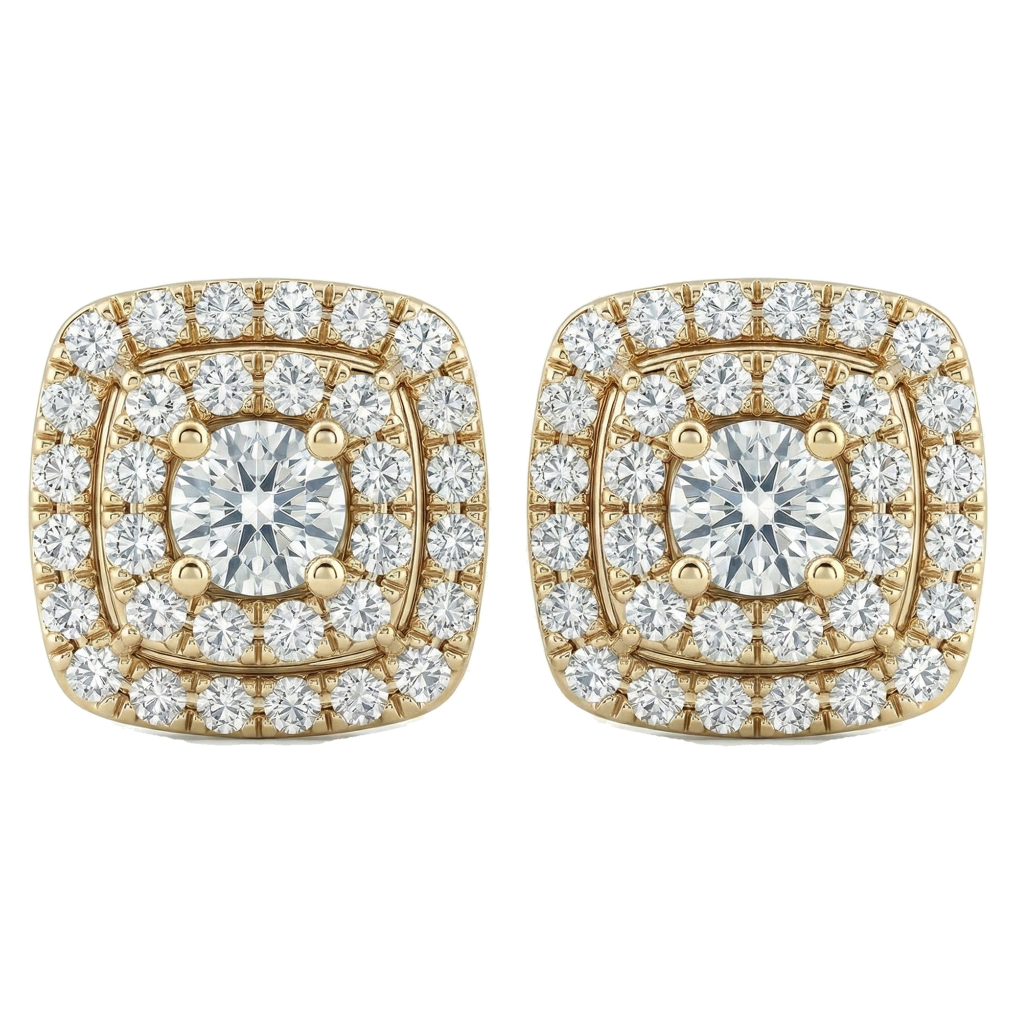 0.40 ct EF VS Lab Grown DIamond Halo Earrings in 14k Yellow Gold