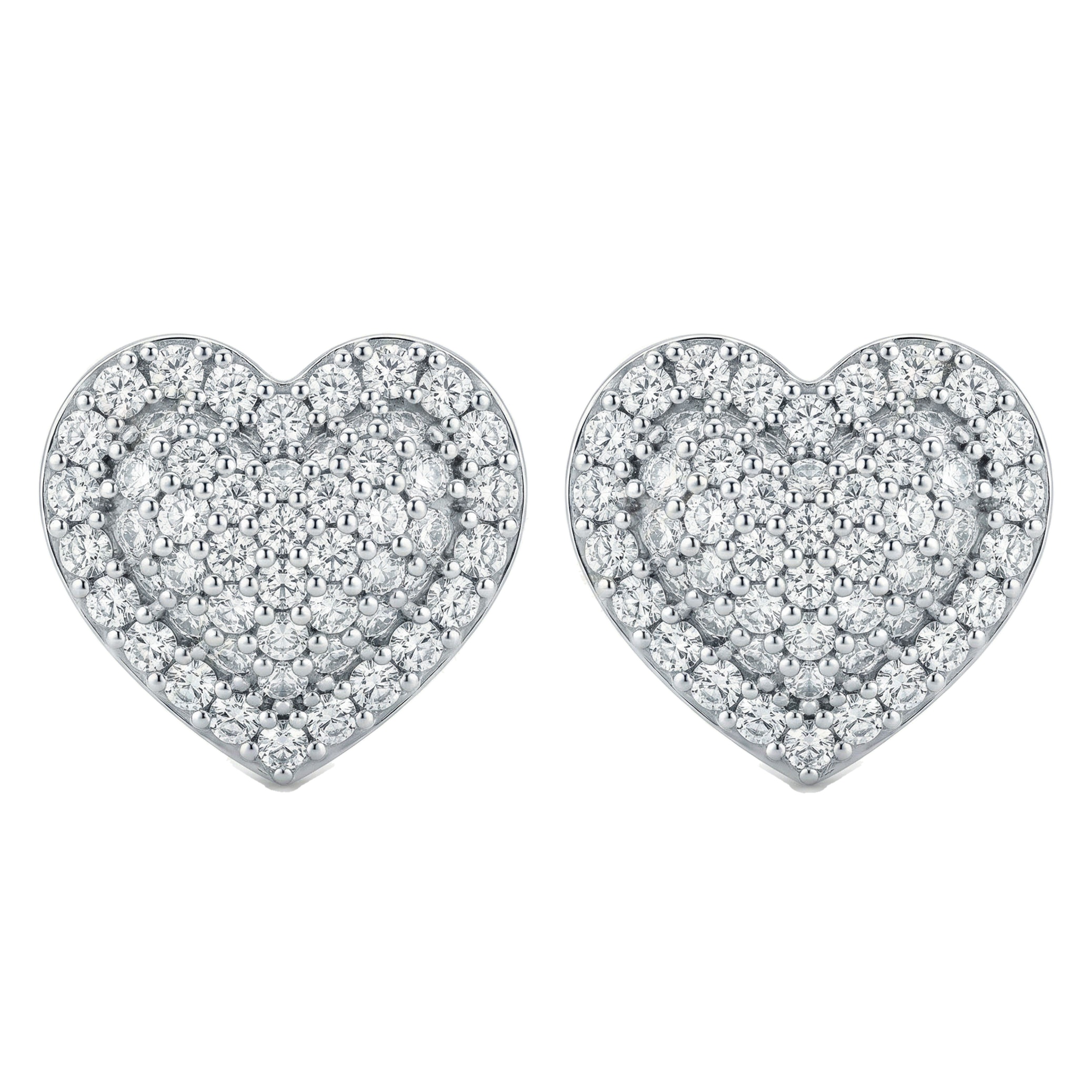 1.15 ct EF VS Lab Grown DIamond Micropave Earrings in 14k White Gold