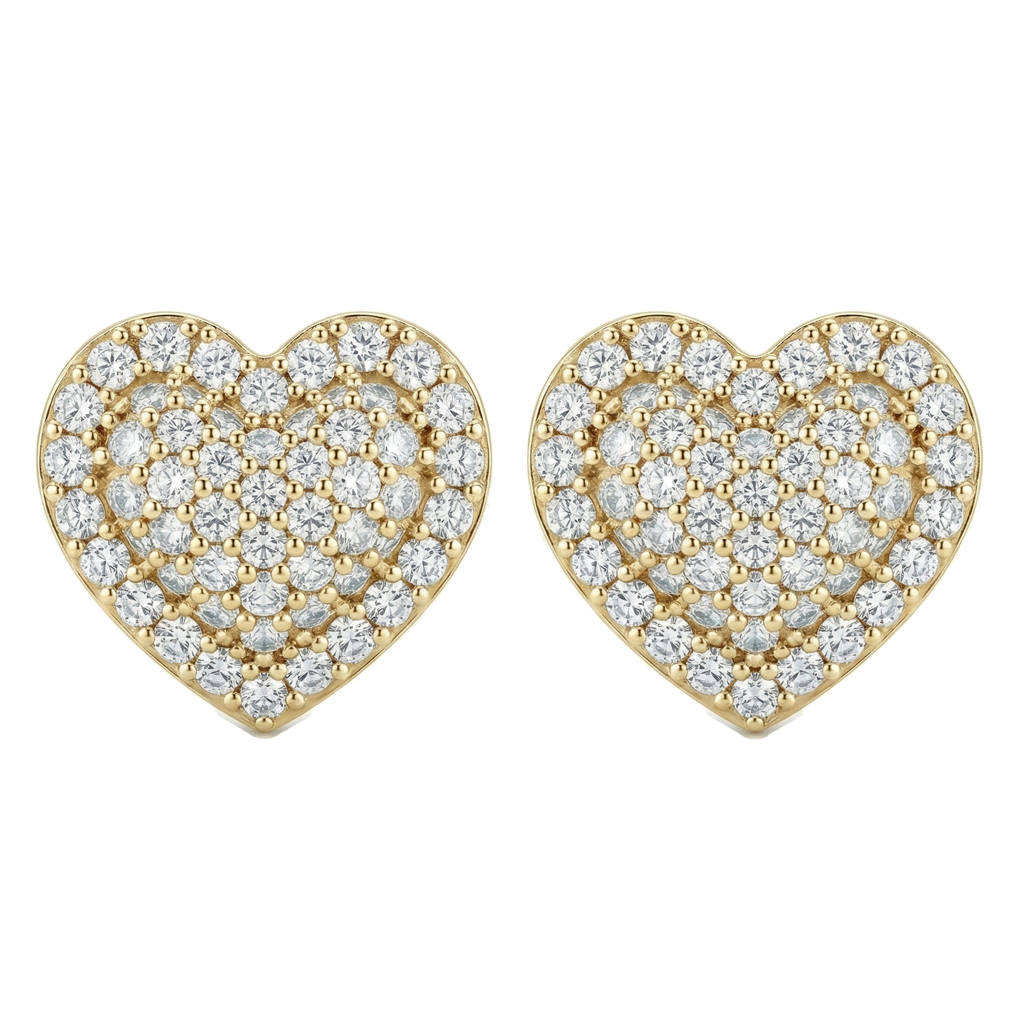 1.15 ct EF VS Lab Grown DIamond Micropave Earrings in 14k Yellow Gold