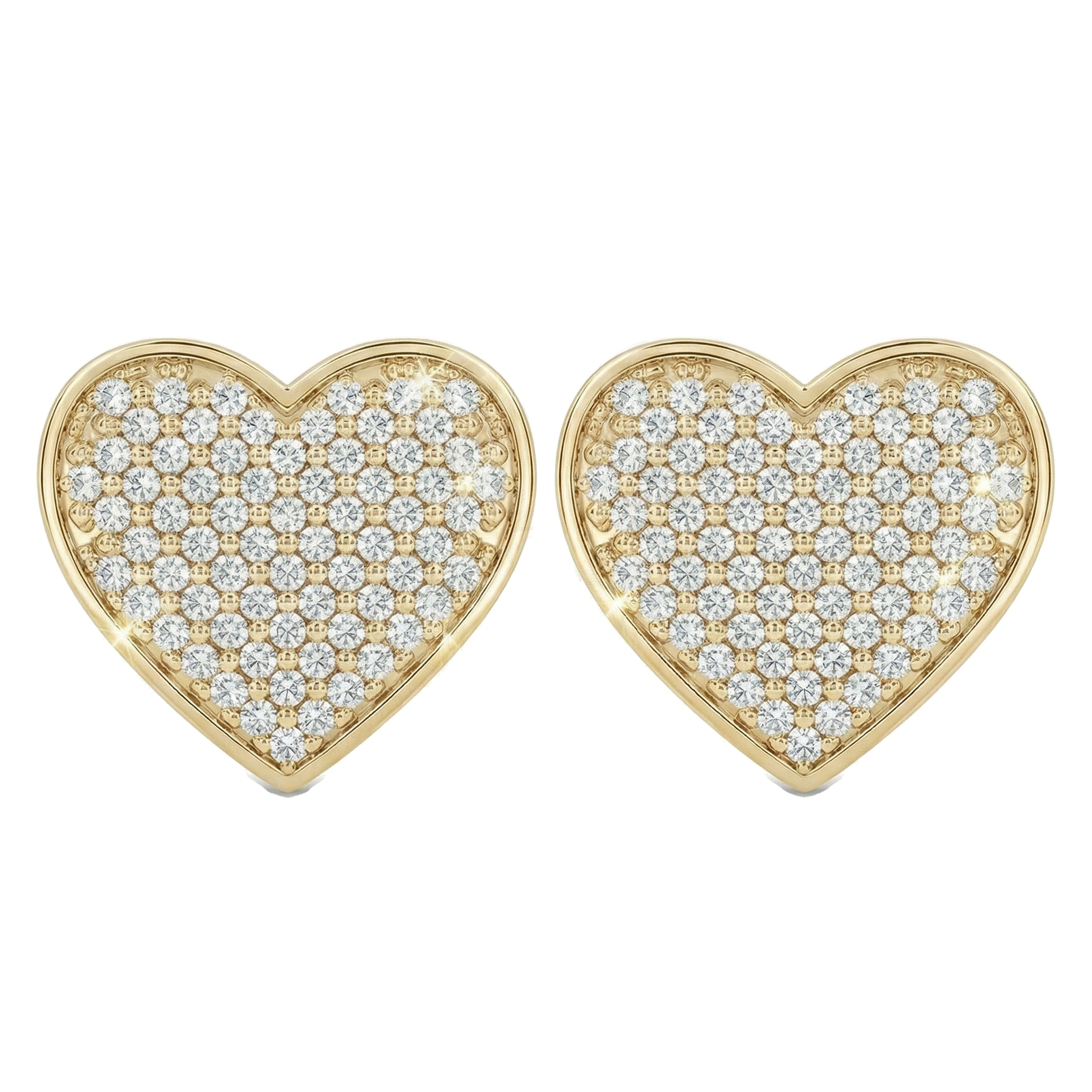 0.60 ct EF VS Lab Grown DIamond Micropave Earrings in 10k Yellow Gold