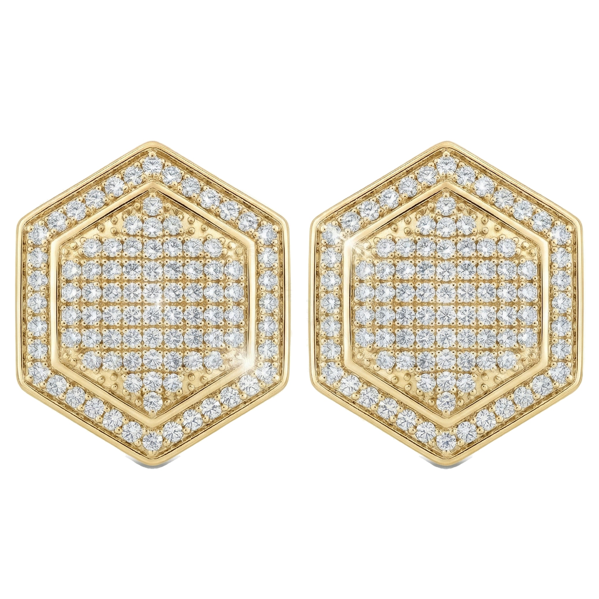 0.75 ct EF VS Lab Grown DIamond Micropave Earrings in 14k Yellow Gold