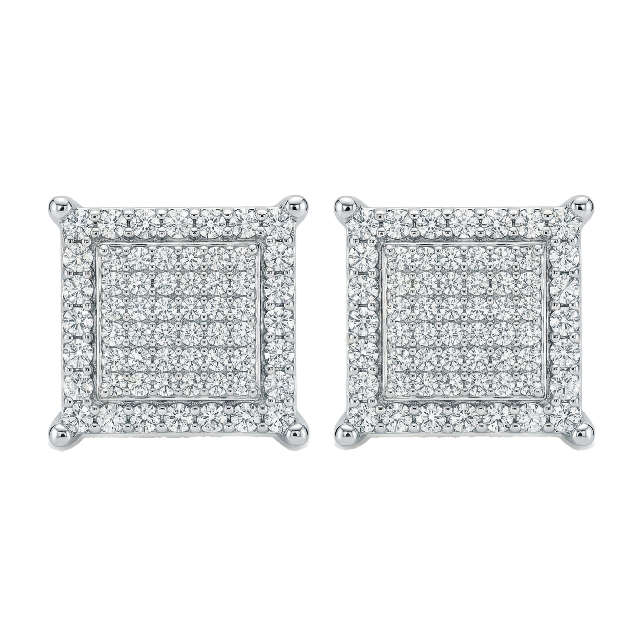 1.05 ct EF VS Lab Grown DIamond Micropave Earrings in 10k White Gold