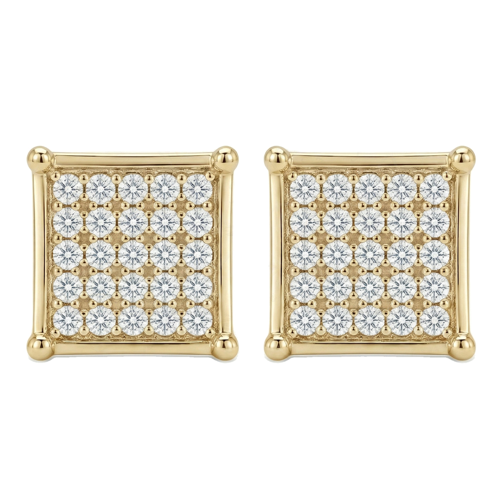 0.20 ct EF VS Lab Grown DIamond Micropave Earrings in 14k Yellow Gold