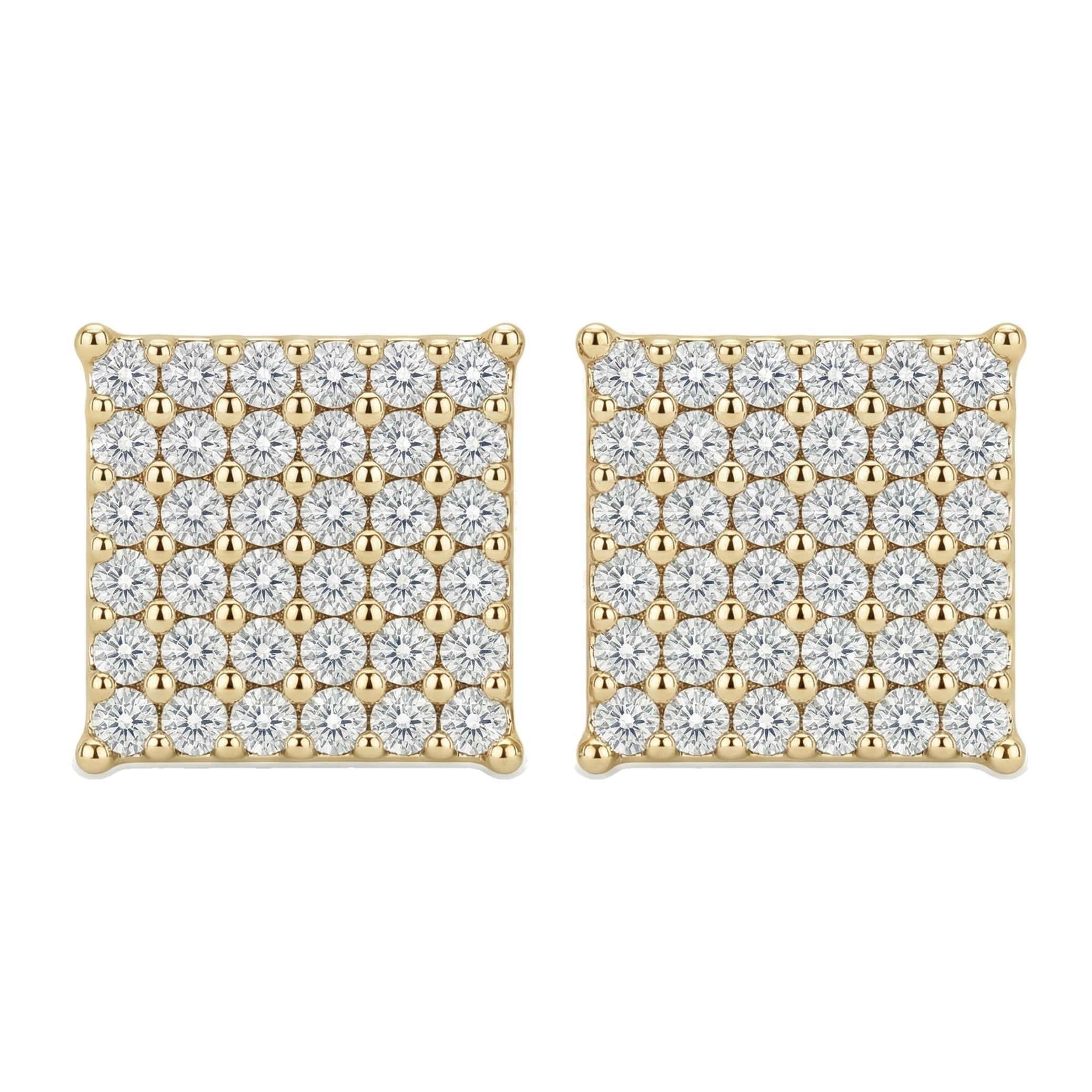 0.30 ct EF VS Lab Grown DIamond Micropave Earrings in 14k Yellow Gold