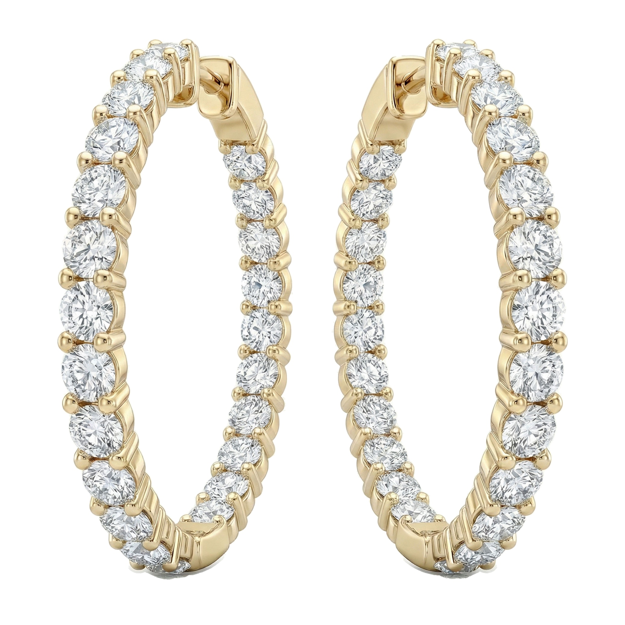 1.85 ct EF VS Lab Grown DIamond Hoops Earrings in 10k Yellow Gold