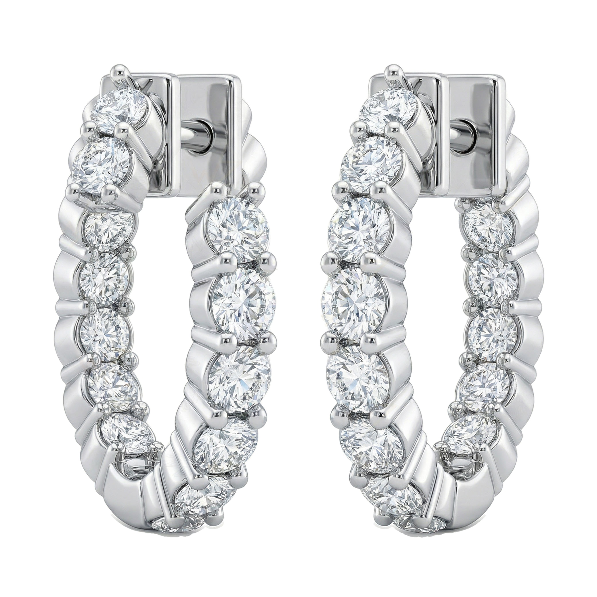 0.50 ct EF VS Lab Grown DIamond Hoops Earrings in 14k White Gold
