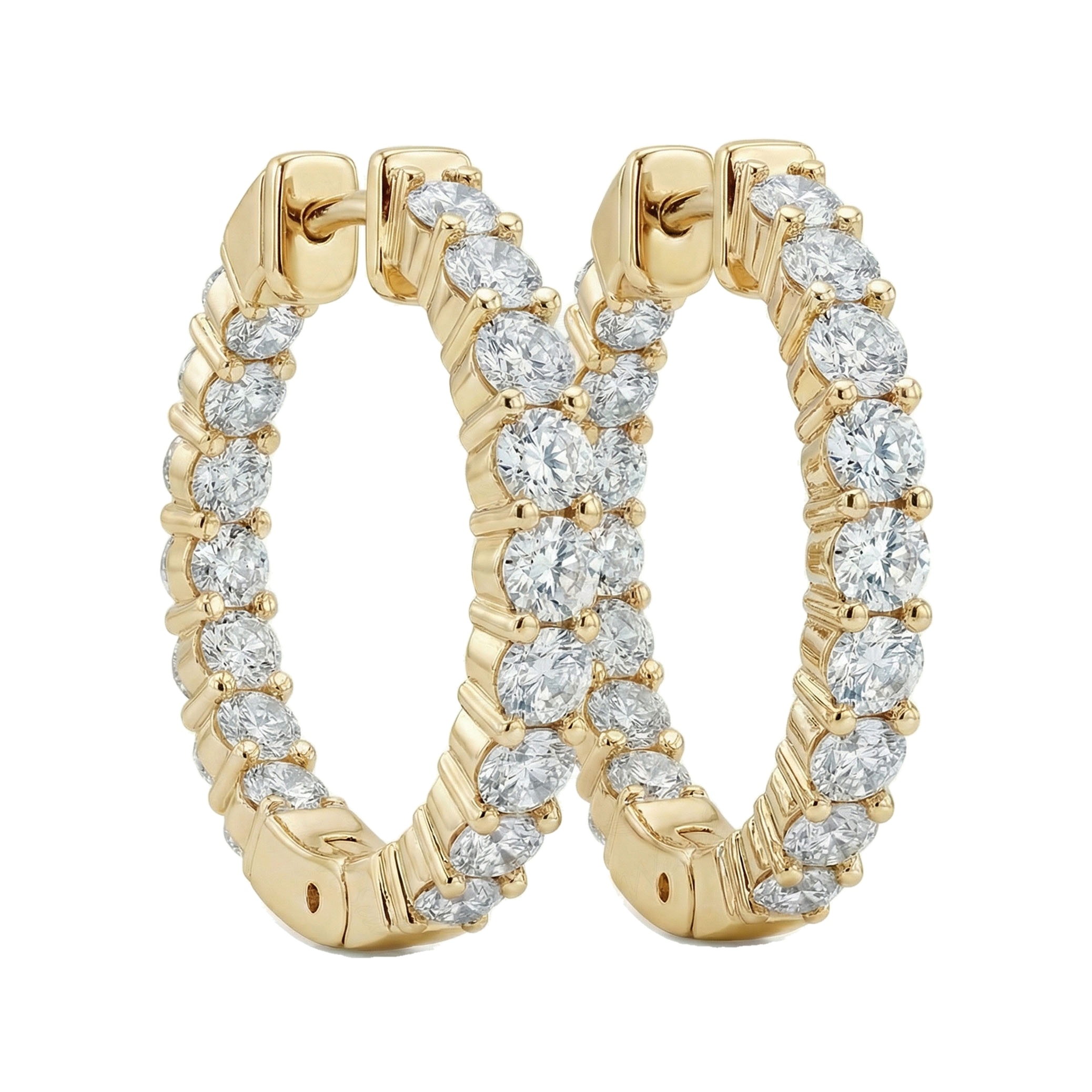 1.10 ct EF VS Lab Grown DIamond Hoops Earrings in 14k Yellow Gold