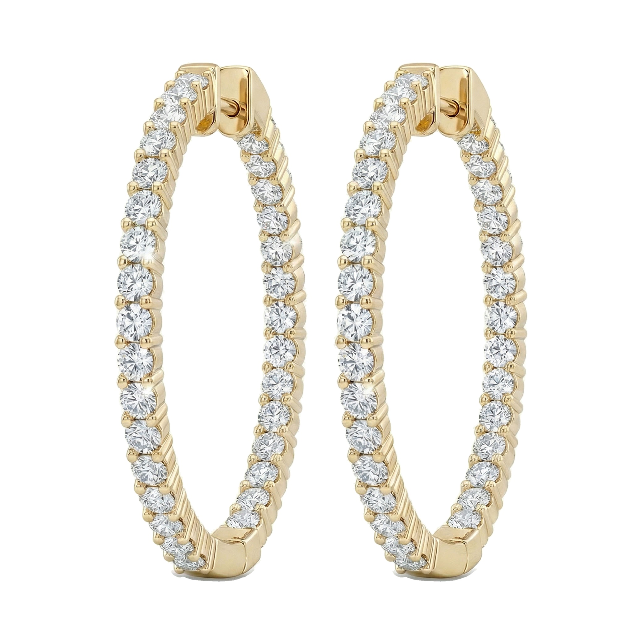 2.80 ct EF VS Lab Grown DIamond Hoops Earrings in 14k Yellow Gold