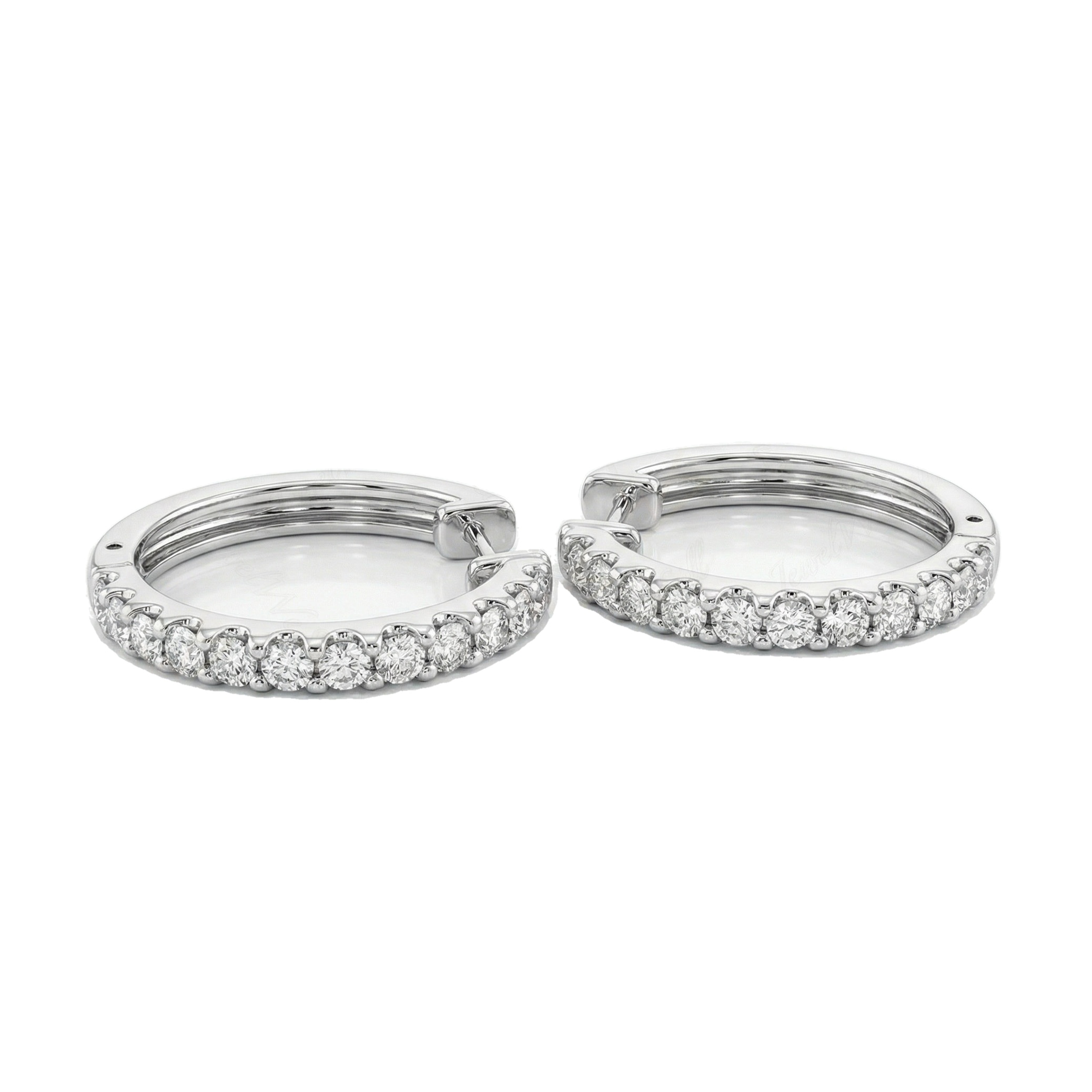 0.90 ct EF VS Lab Grown DIamond Hoops Earrings in 14k White Gold