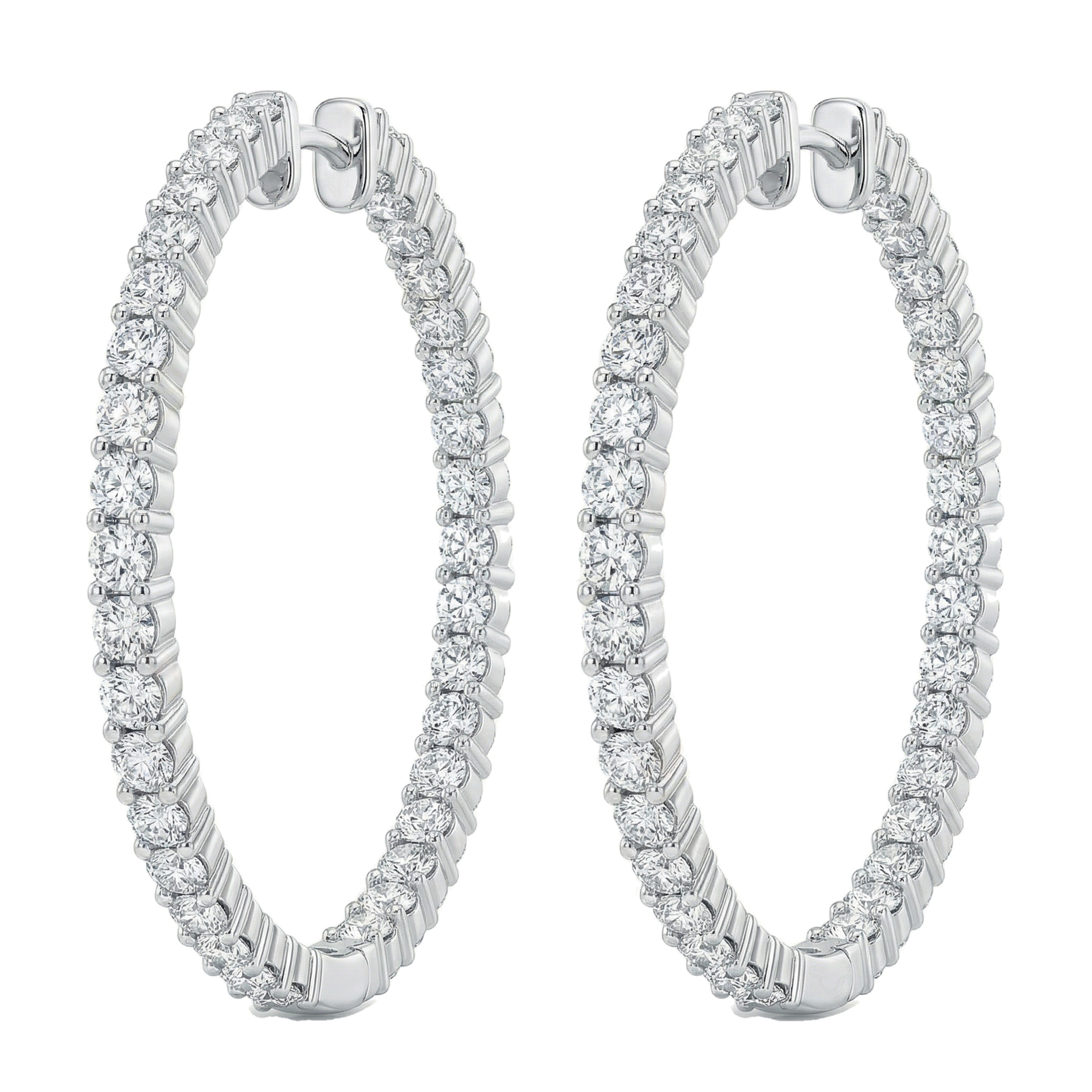 6.45 ct EF VS Lab Grown DIamond Hoops Earrings in 10k White Gold