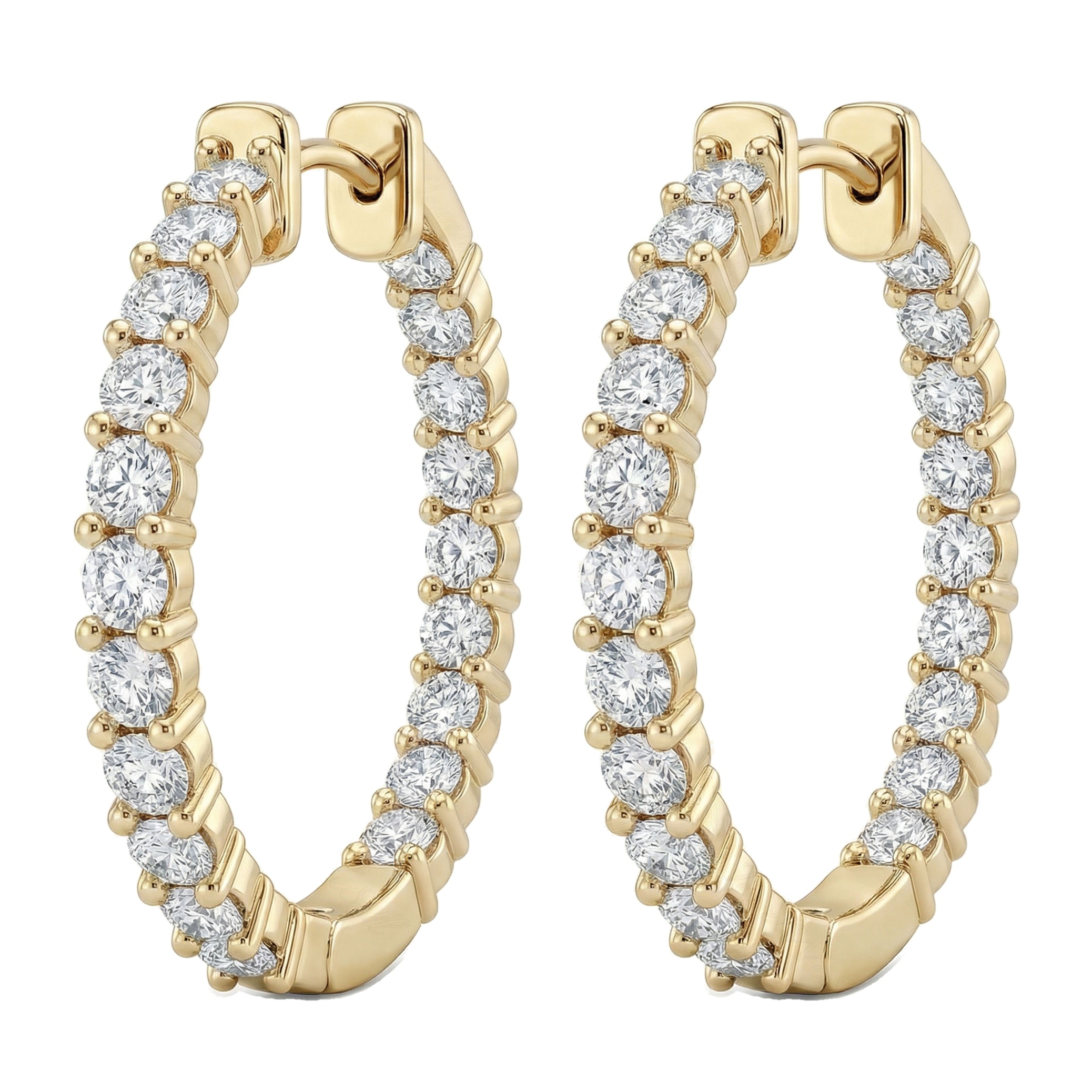 5.60 ct EF VS Lab Grown DIamond Hoops Earrings in 14k Yellow Gold