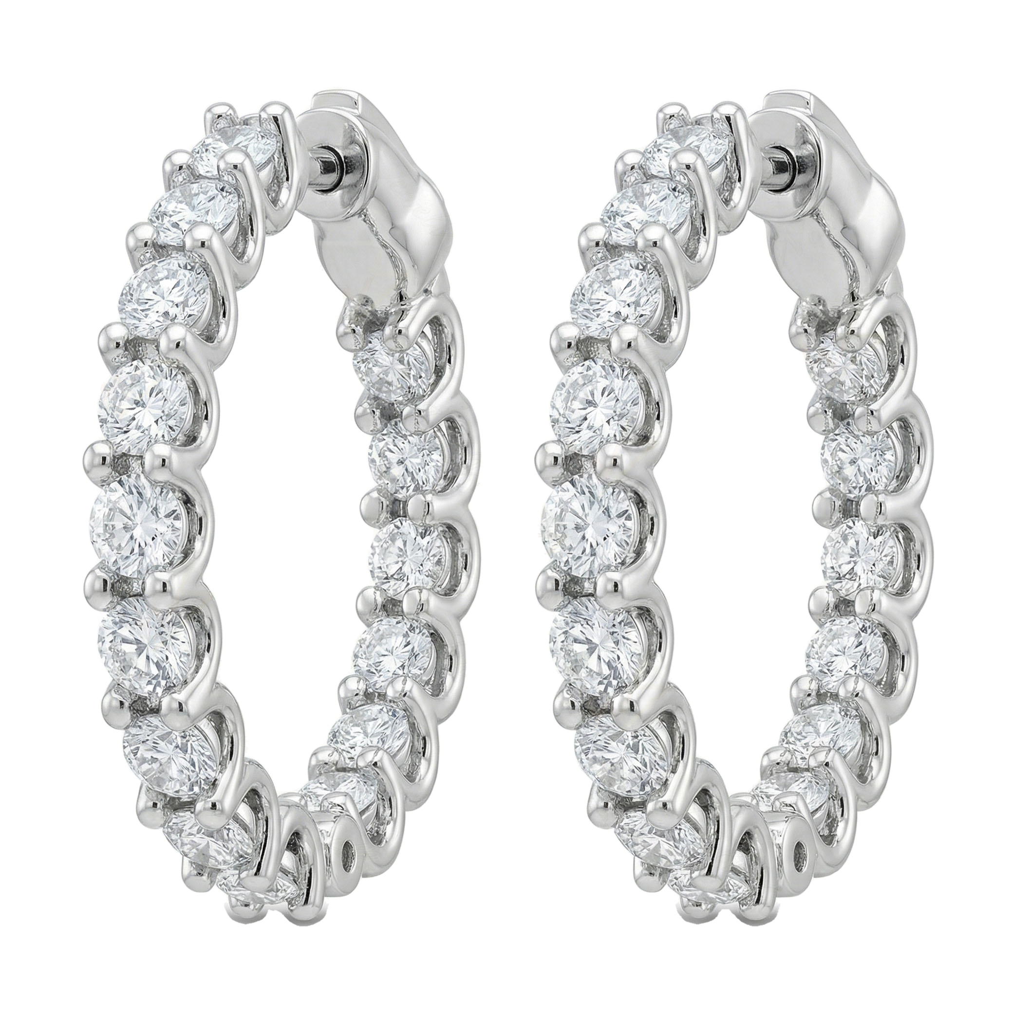 4.10 ct EF VS Lab Grown DIamond Hoops Earrings in 10k White Gold