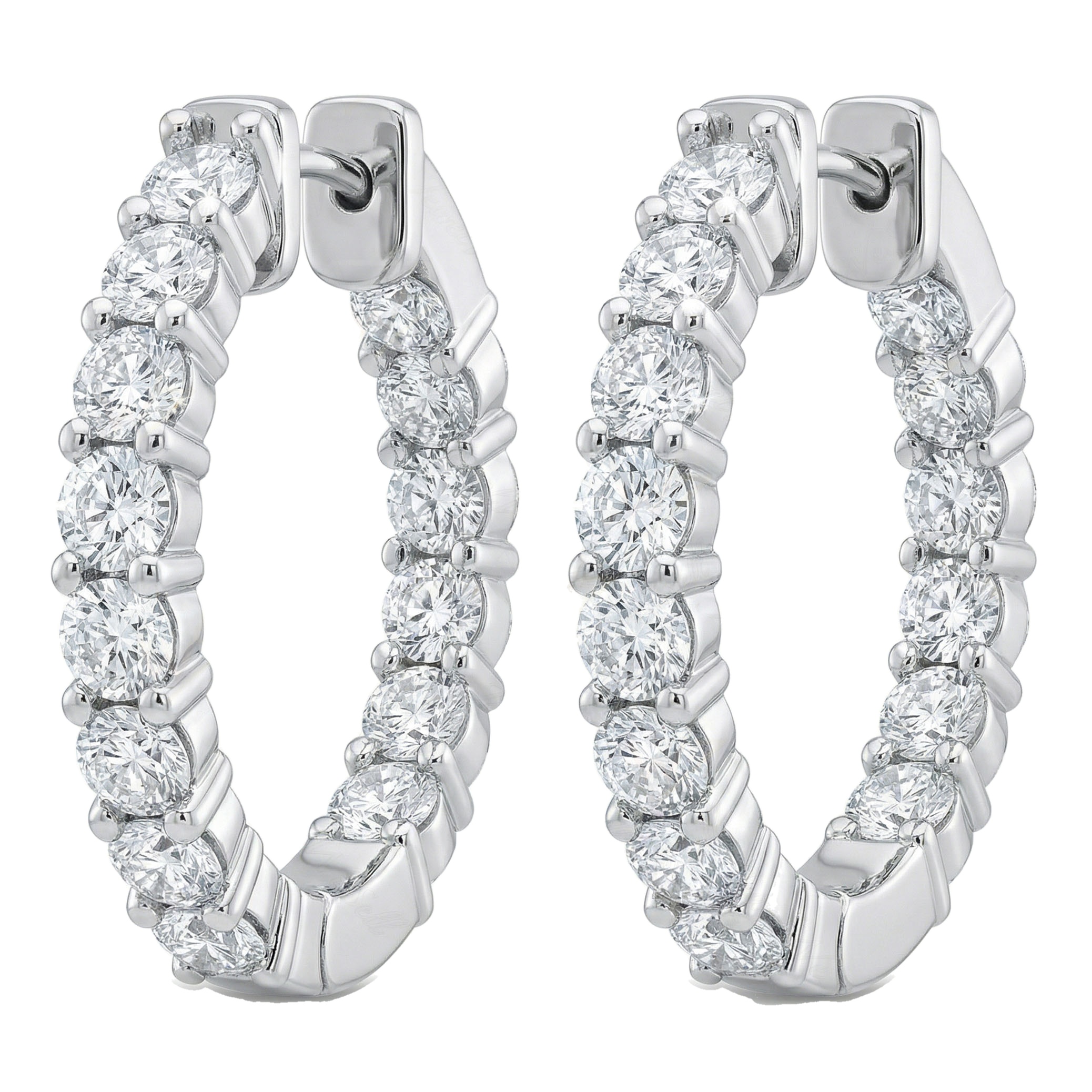 4.40 ct EF VS Lab Grown DIamond Hoops Earrings in 10k White Gold