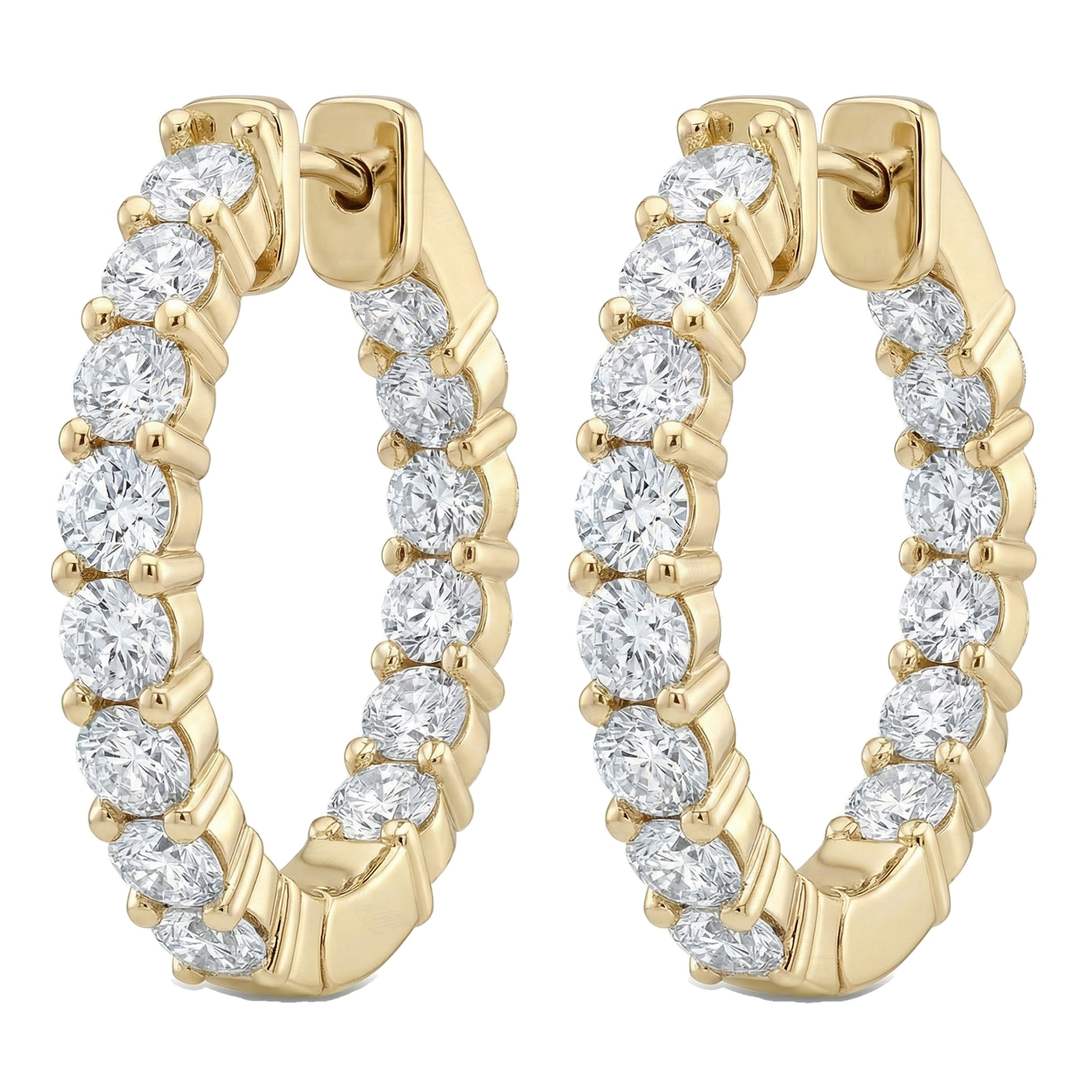 4.40 ct EF VS Lab Grown DIamond Hoops Earrings in 10k Yellow Gold