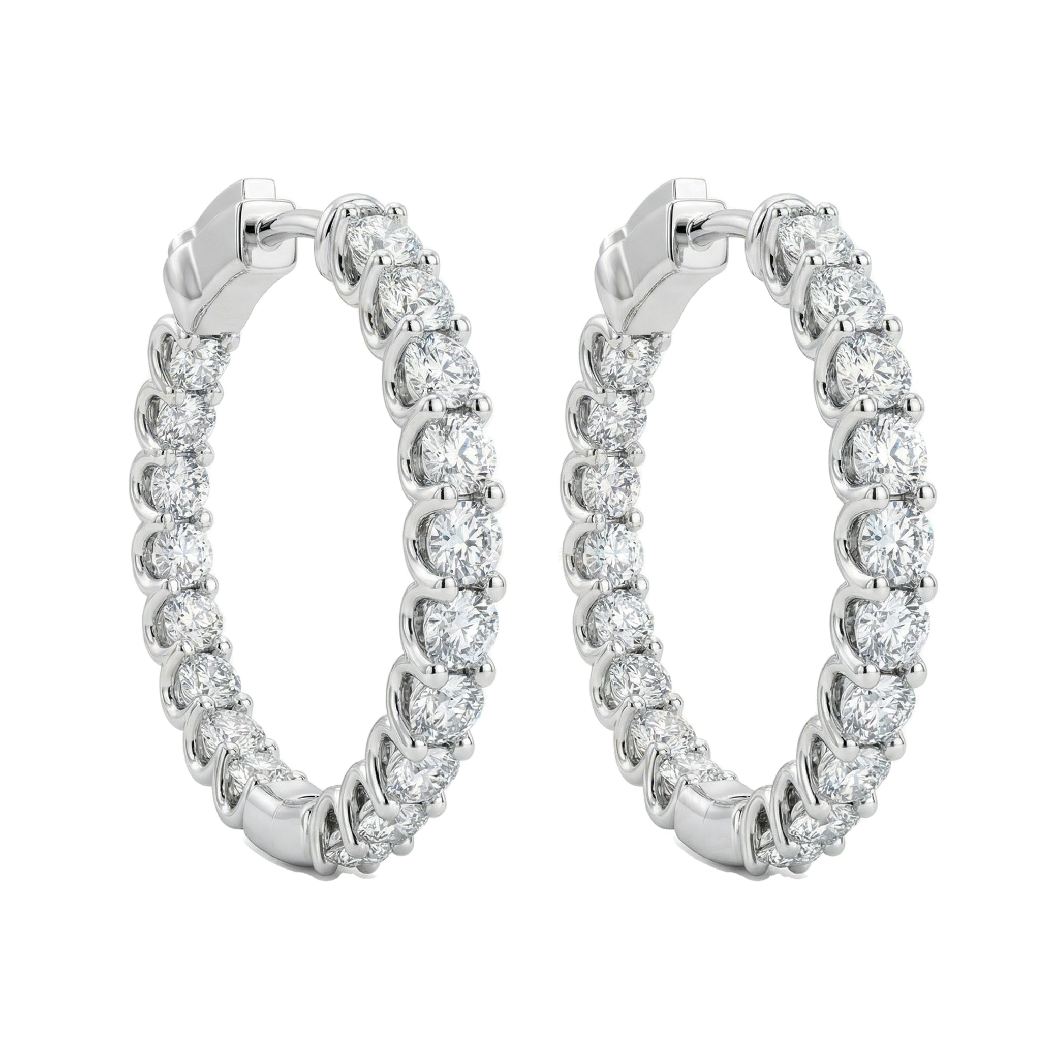 10.25 ct EF VS Lab Grown DIamond Hoops Earrings in 14k White Gold