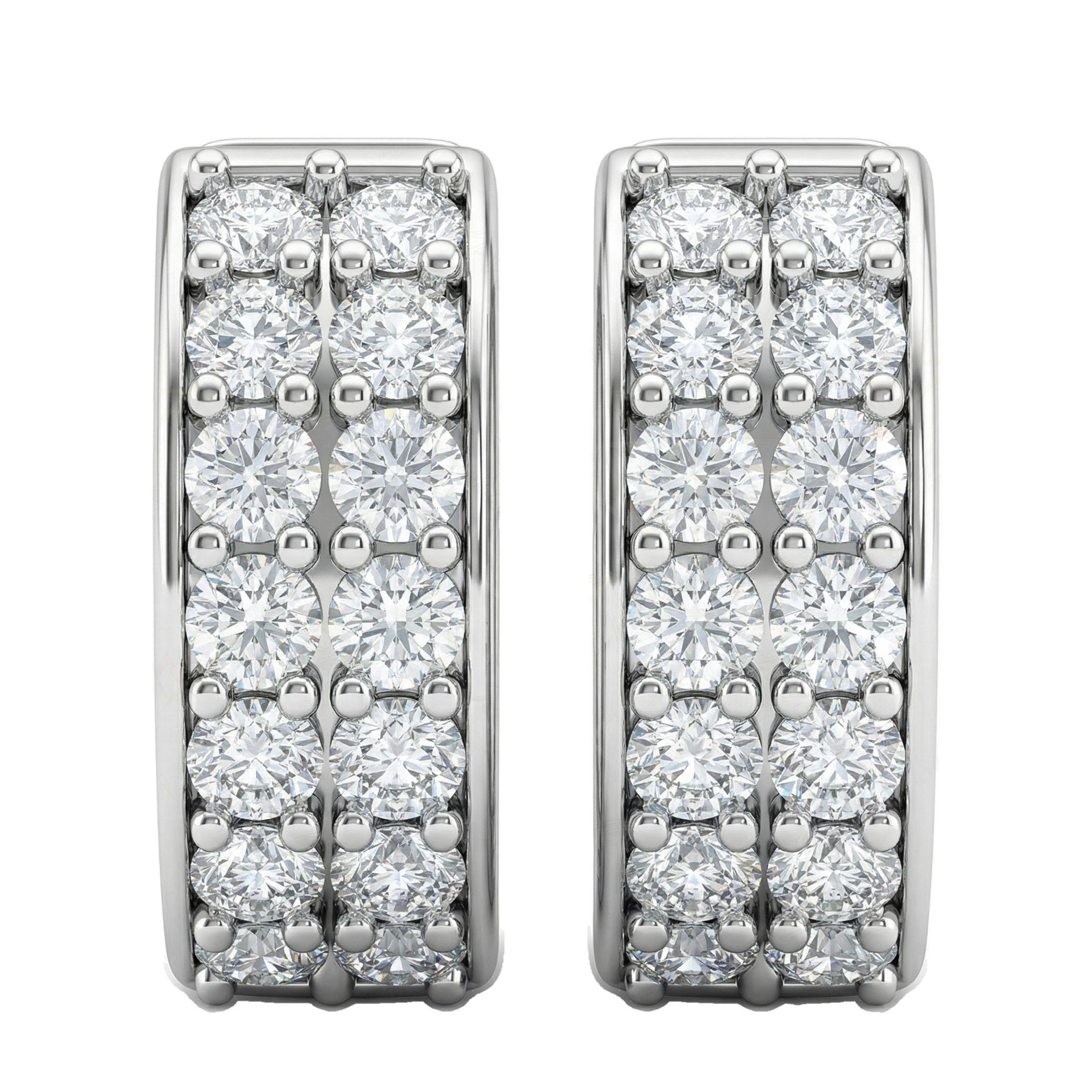 3.60 ct EF VS Lab Grown DIamond Huggies Earrings in 14k White Gold
