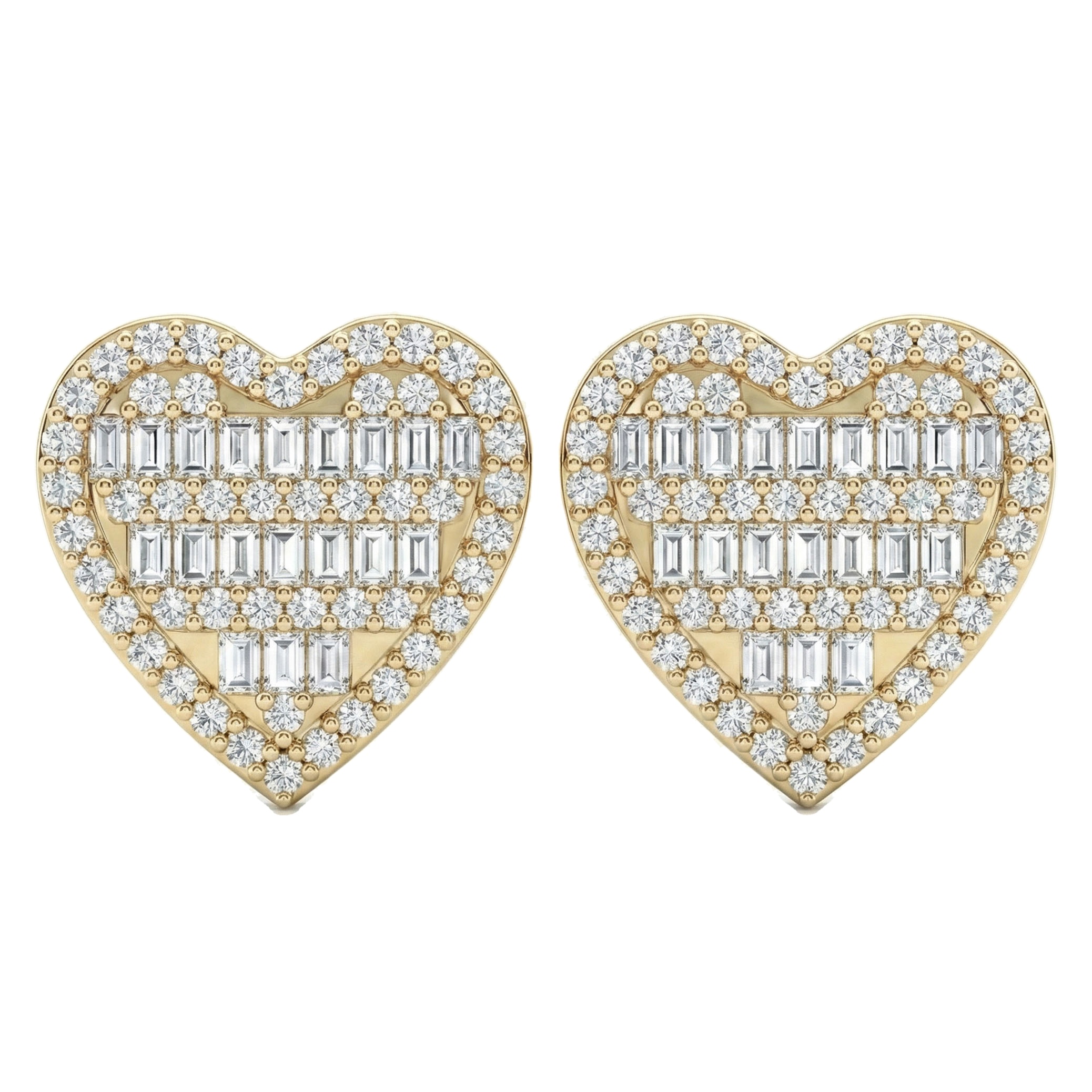 1.15 ct EF VS Lab Grown DIamond Heart Earrings in 14k Yellow Gold