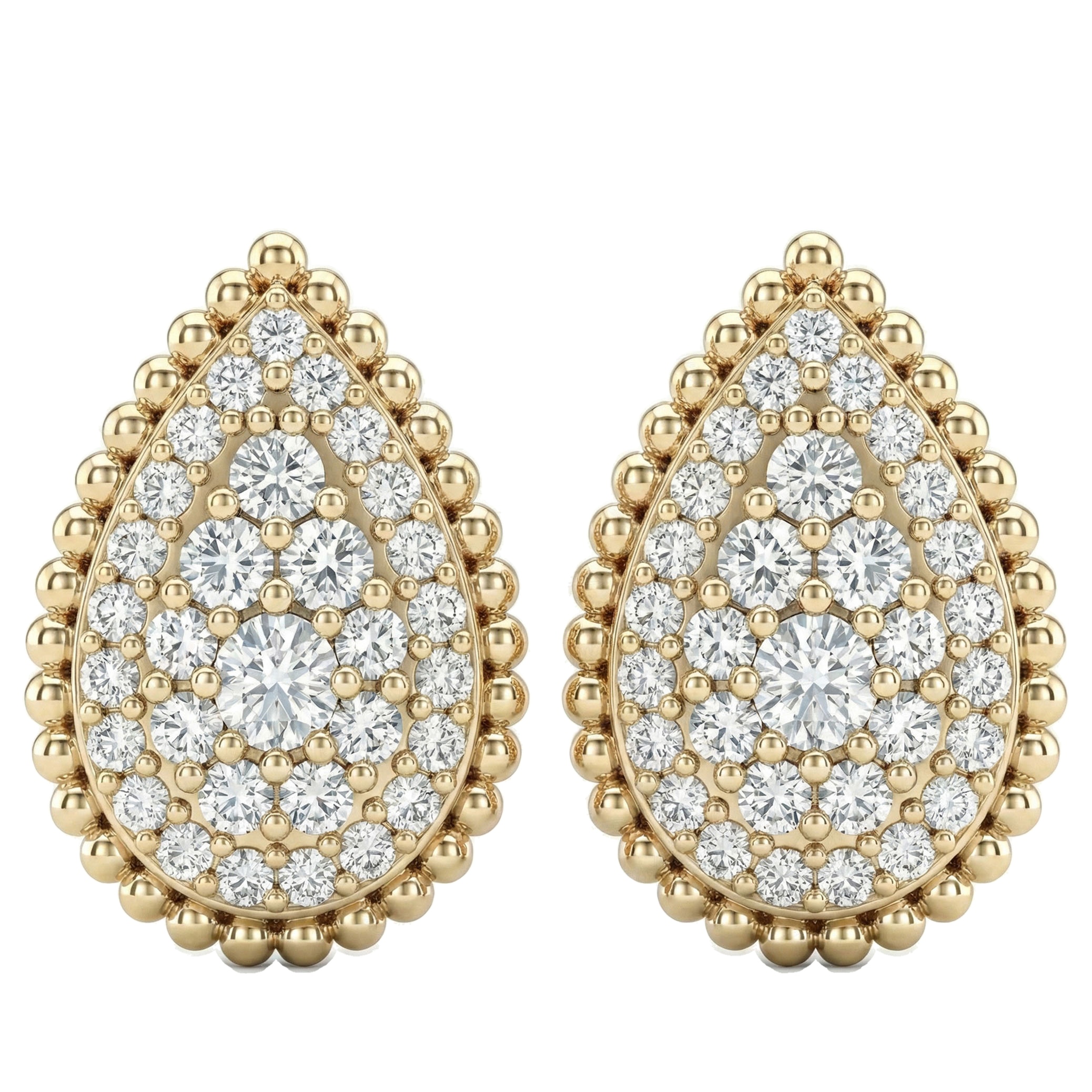 0.35 ct EF VS Lab Grown DIamond Cluster Earrings in 14k Yellow Gold