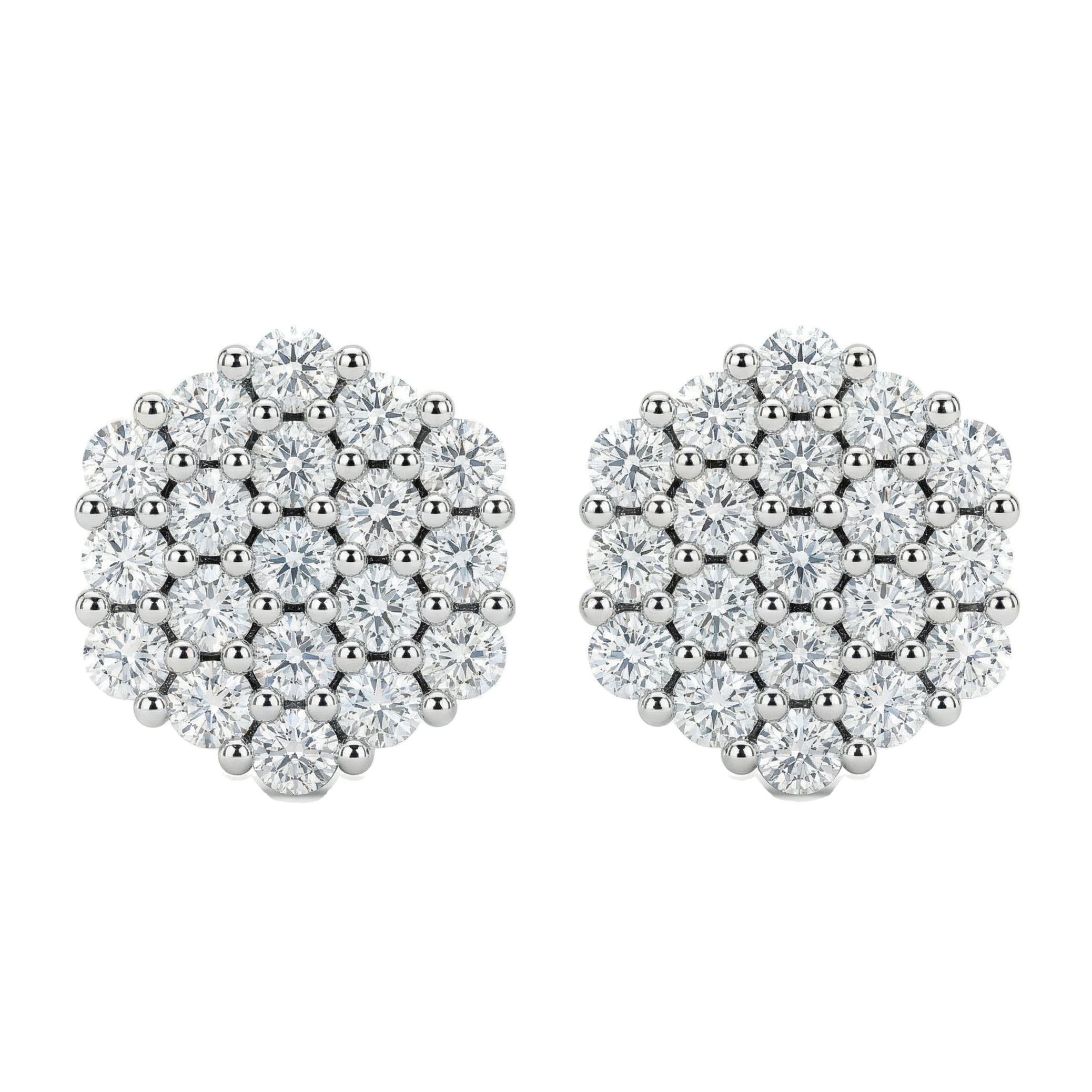 1.00 ct EF VS Lab Grown DIamond Cluster Earrings in 10k White Gold