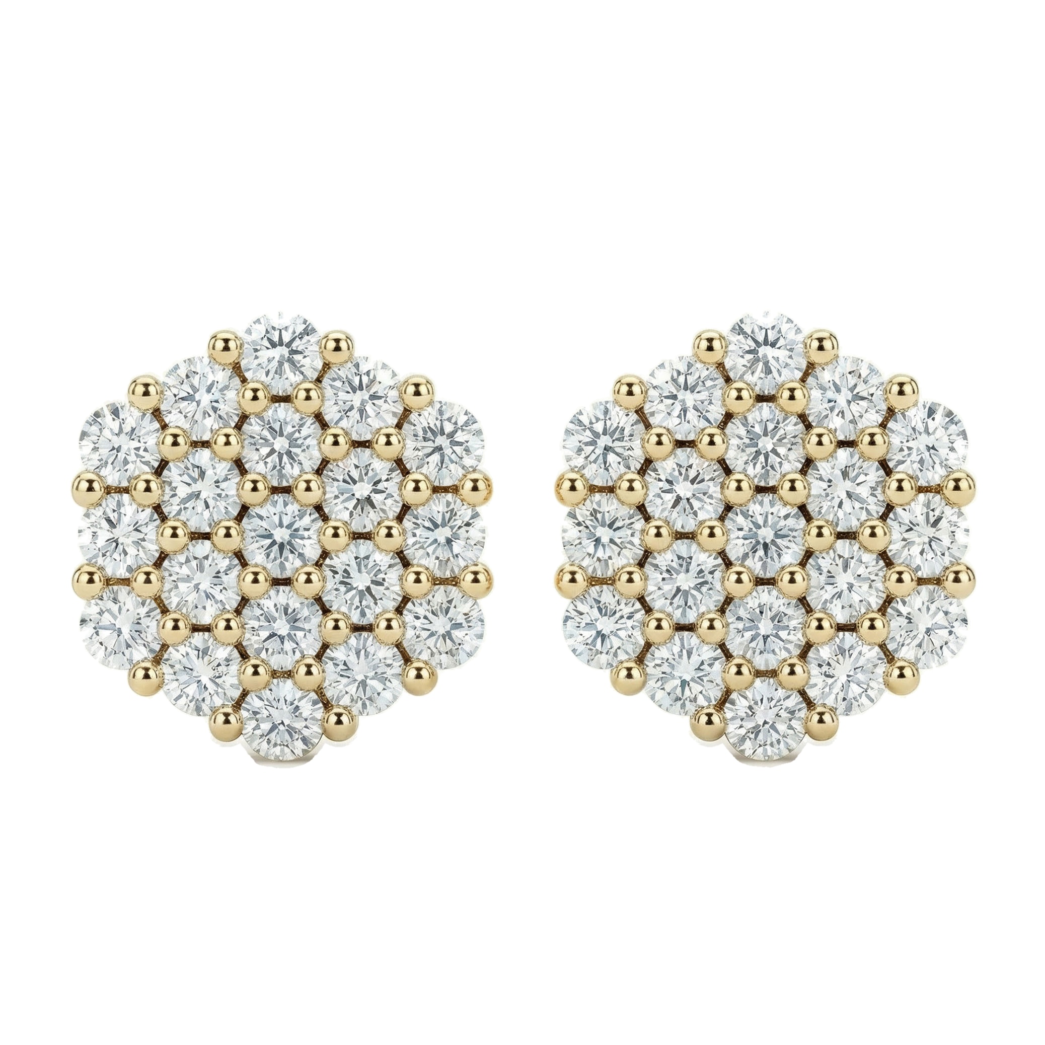 1.00 ct EF VS Lab Grown DIamond Cluster Earrings in 10k Yellow Gold
