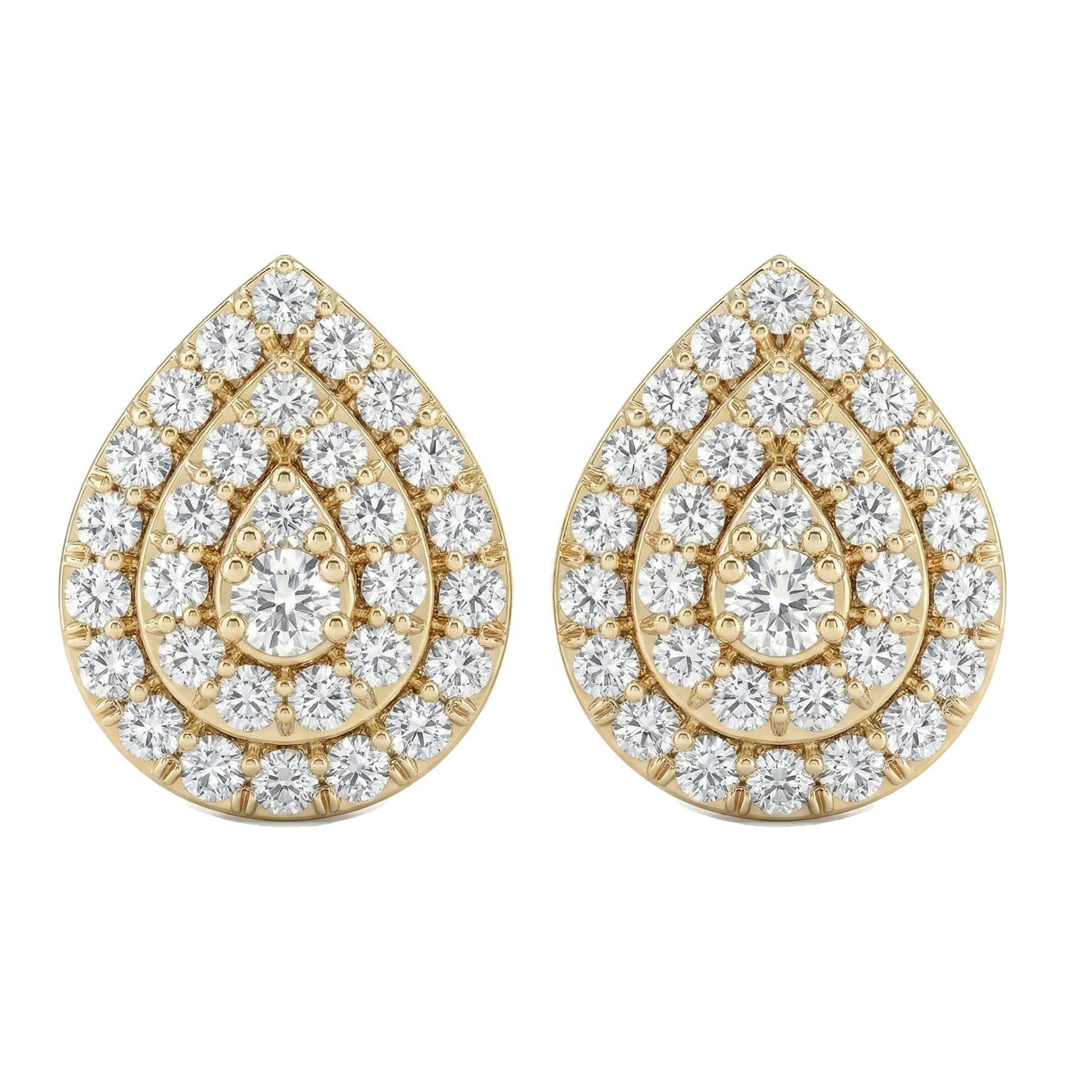 0.60 ct EF VS Lab Grown DIamond Halo Earrings in 10k Yellow Gold