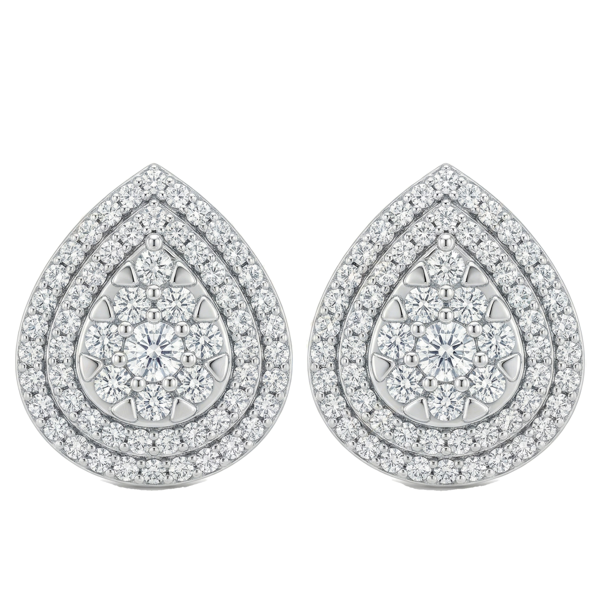 0.65 ct EF VS Lab Grown DIamond Halo Earrings in 10k White Gold