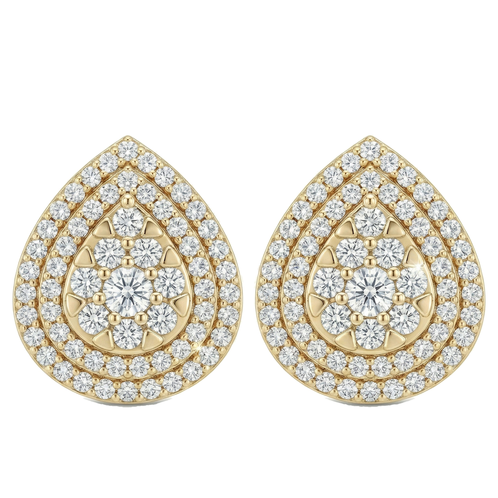 0.65 ct EF VS Lab Grown DIamond Halo Earrings in 14k Yellow Gold