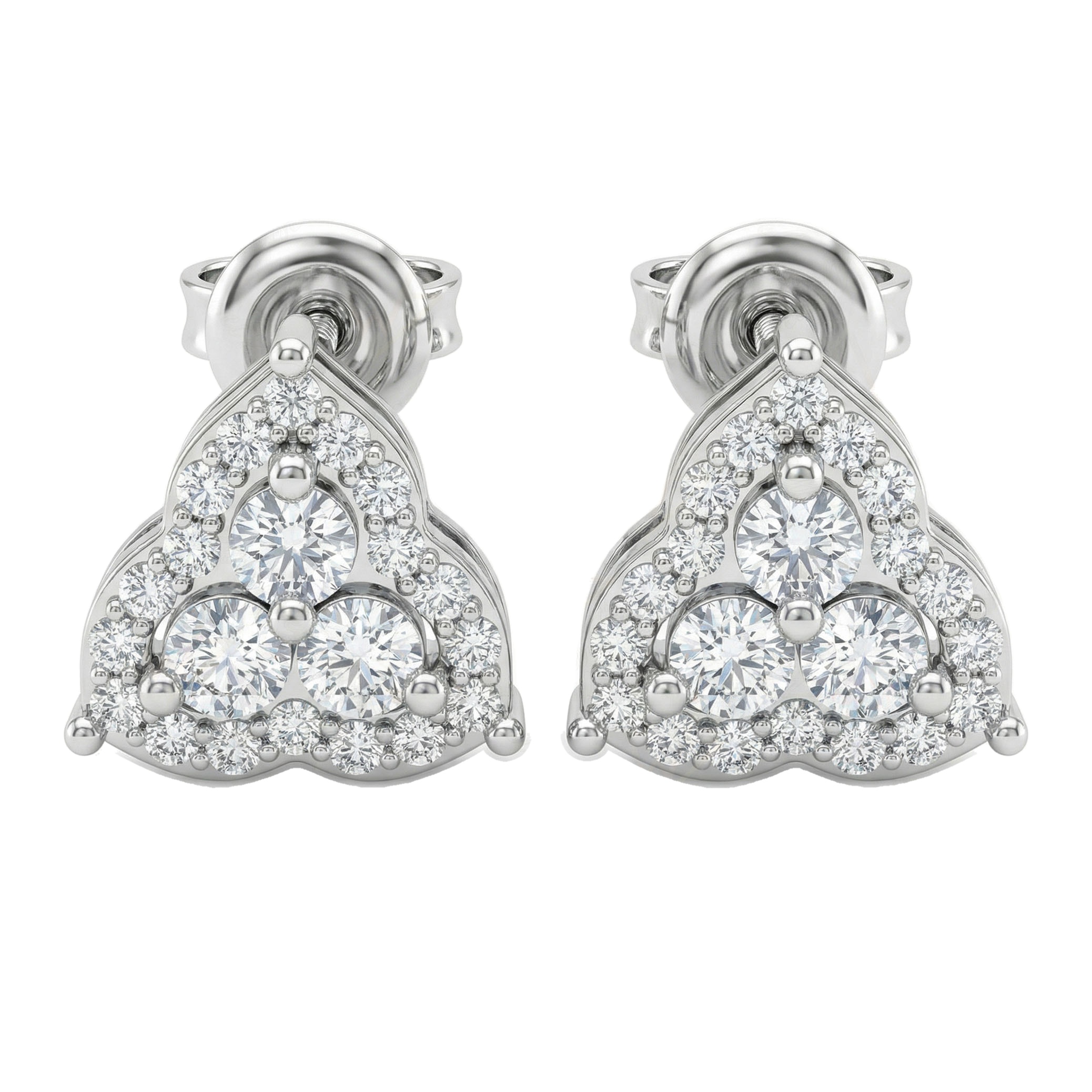 0.40 ct EF VS Lab Grown DIamond Halo Earrings in 14k White Gold