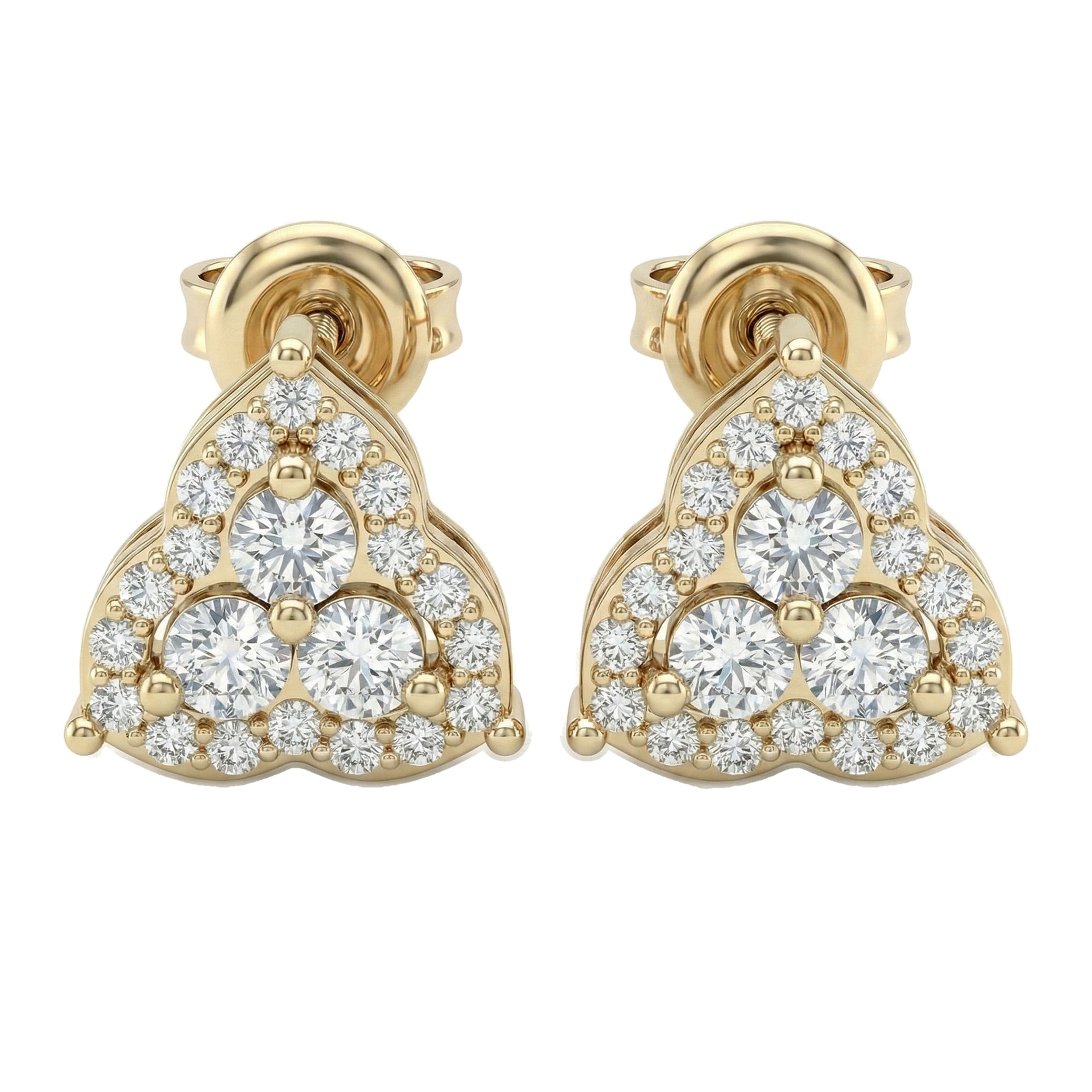 0.40 ct EF VS Lab Grown DIamond Halo Earrings in 10k Yellow Gold
