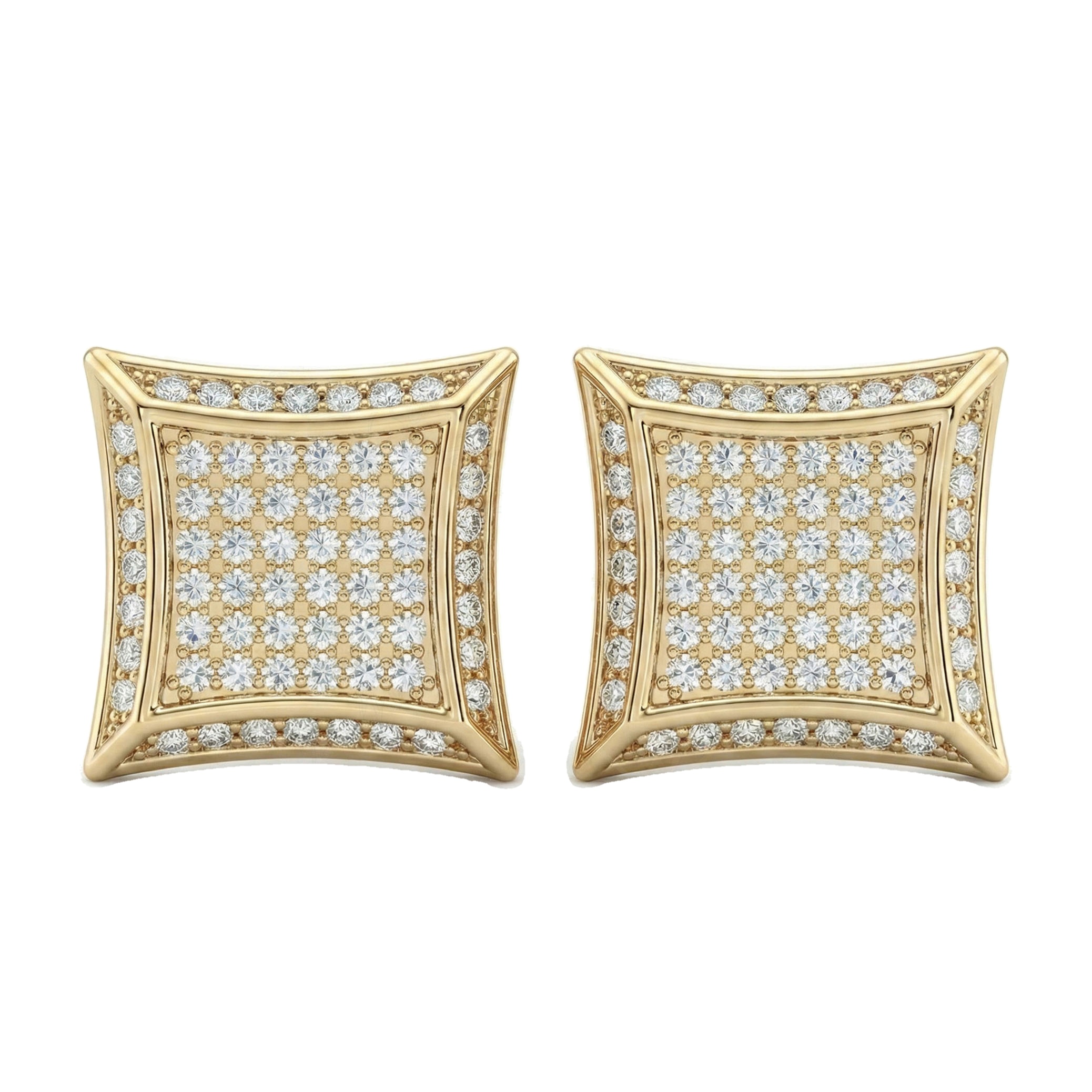0.80 ct EF VS Lab Grown DIamond Micropave Earrings in 14k Yellow Gold