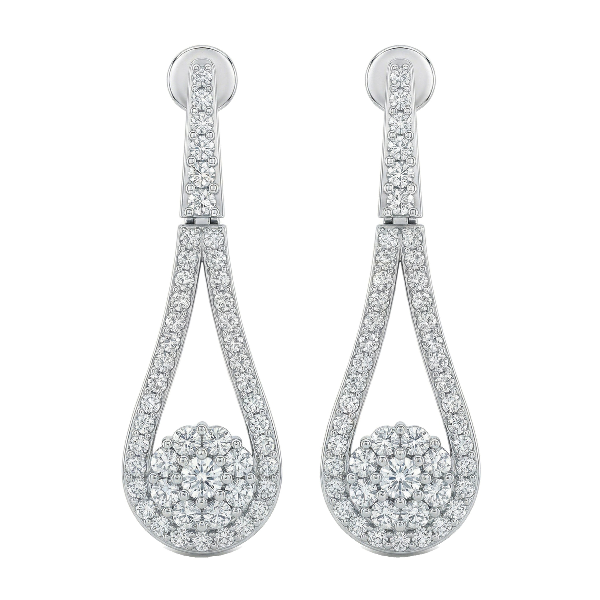 0.95 ct EF VS Lab Grown DIamond Drop Earrings in 14k White Gold