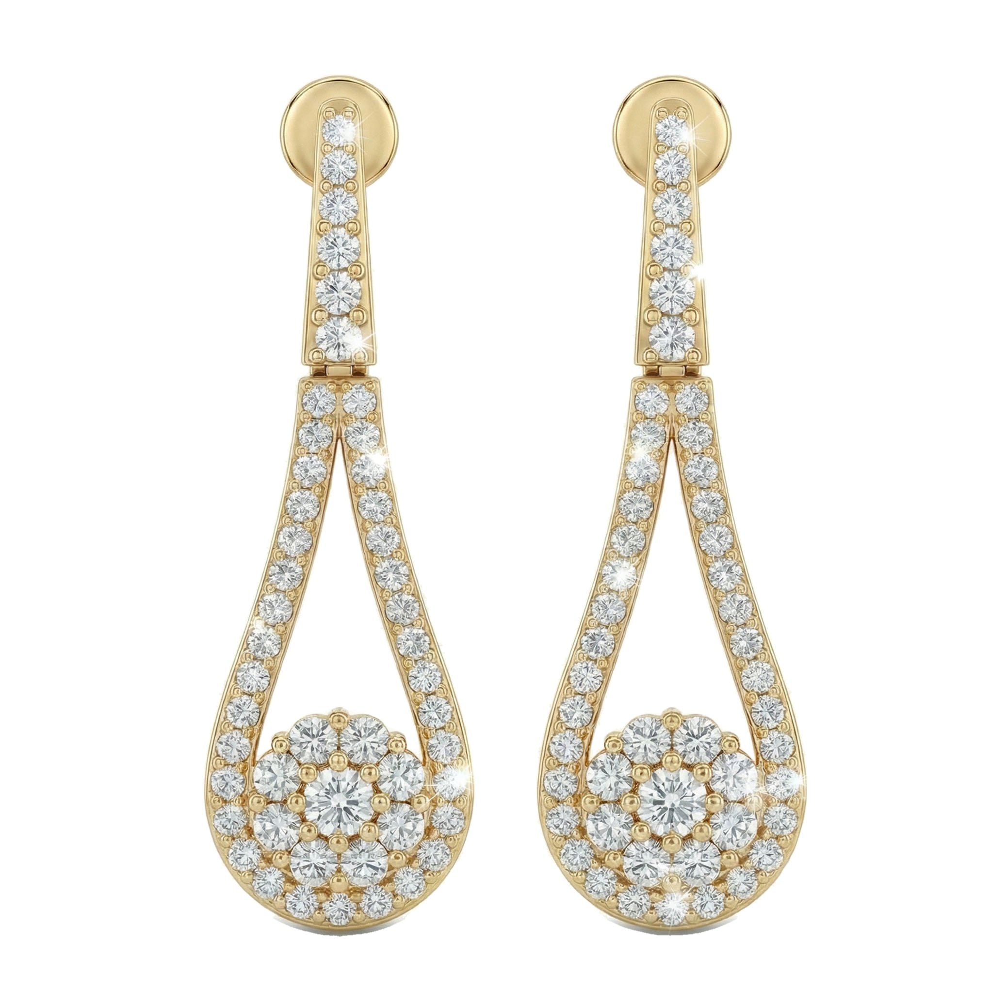 0.95 ct EF VS Lab Grown DIamond Drop Earrings in 14k Yellow Gold